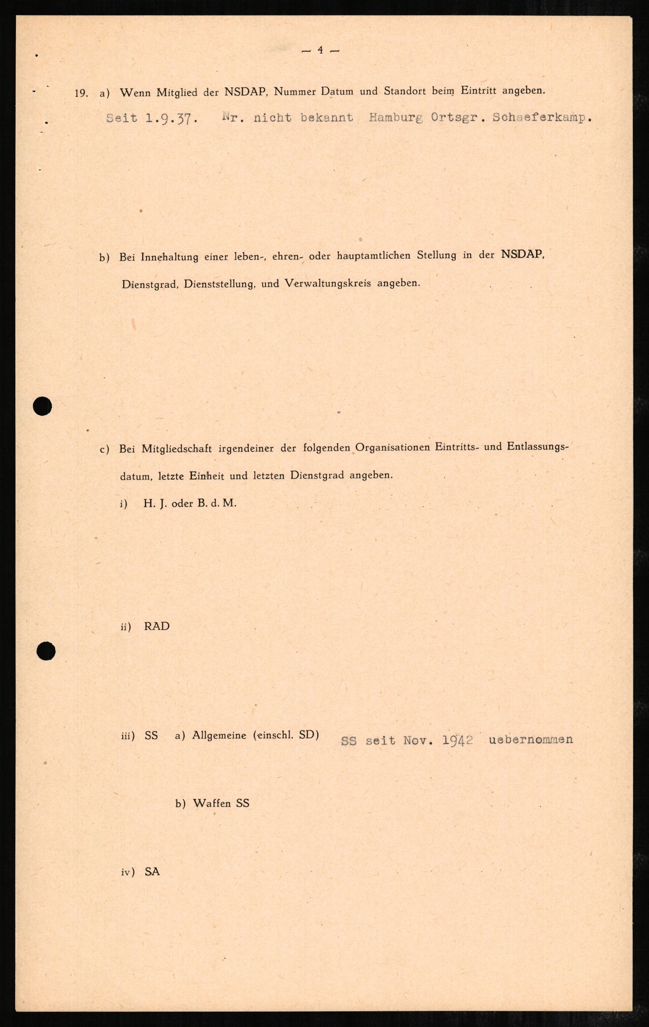 Forsvaret, Forsvarets overkommando II, RA/RAFA-3915/D/Db/L0002: CI Questionaires. Tyske okkupasjonsstyrker i Norge. Tyskere., 1945-1946, p. 185