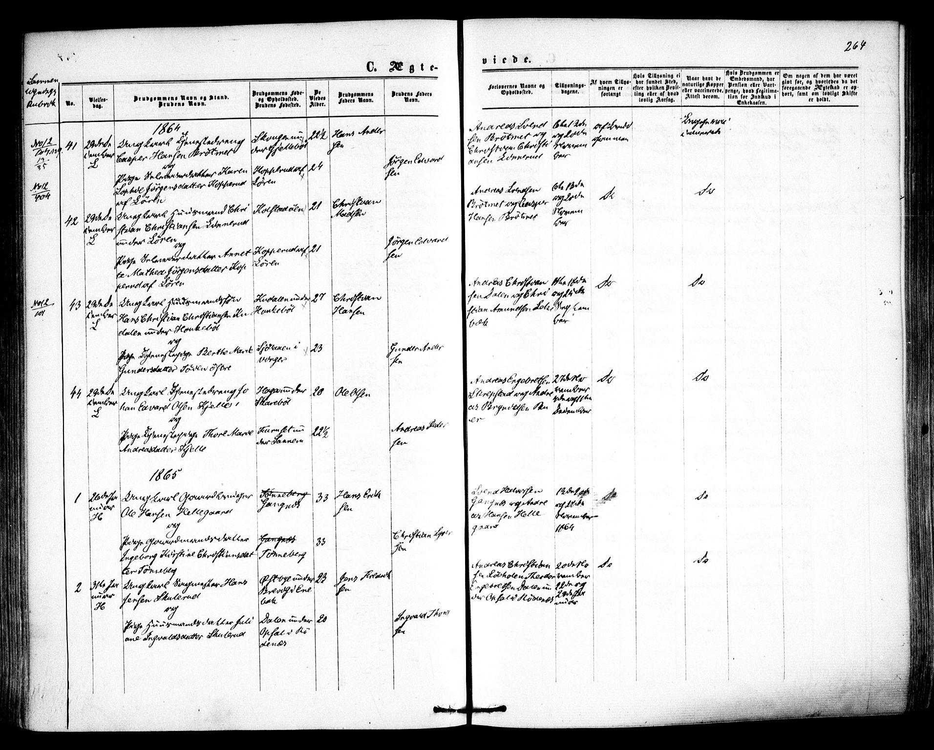 Høland prestekontor Kirkebøker, SAO/A-10346a/F/Fa/L0011: Parish register (official) no. I 11, 1862-1869, p. 264