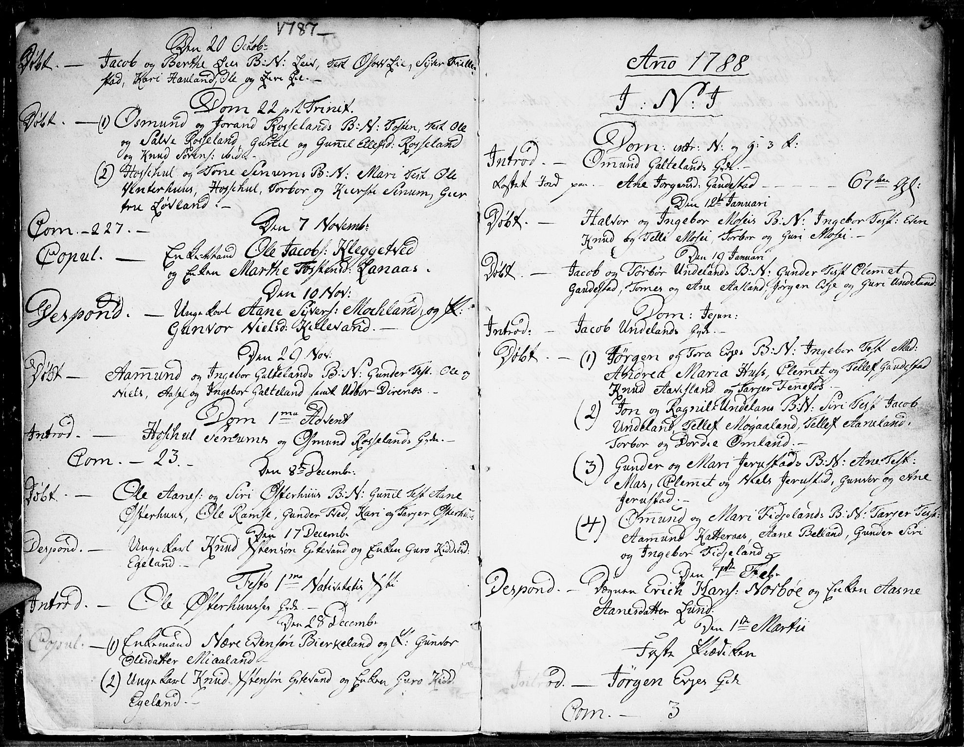 Evje sokneprestkontor, SAK/1111-0008/F/Fa/Faa/L0003: Parish register (official) no. A 3, 1787-1816, p. 3
