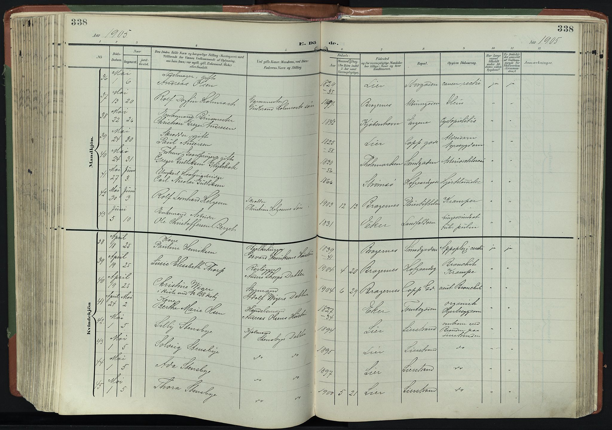 Bragernes kirkebøker, AV/SAKO-A-6/F/Fb/L0009: Parish register (official) no. II 9, 1902-1911, p. 338