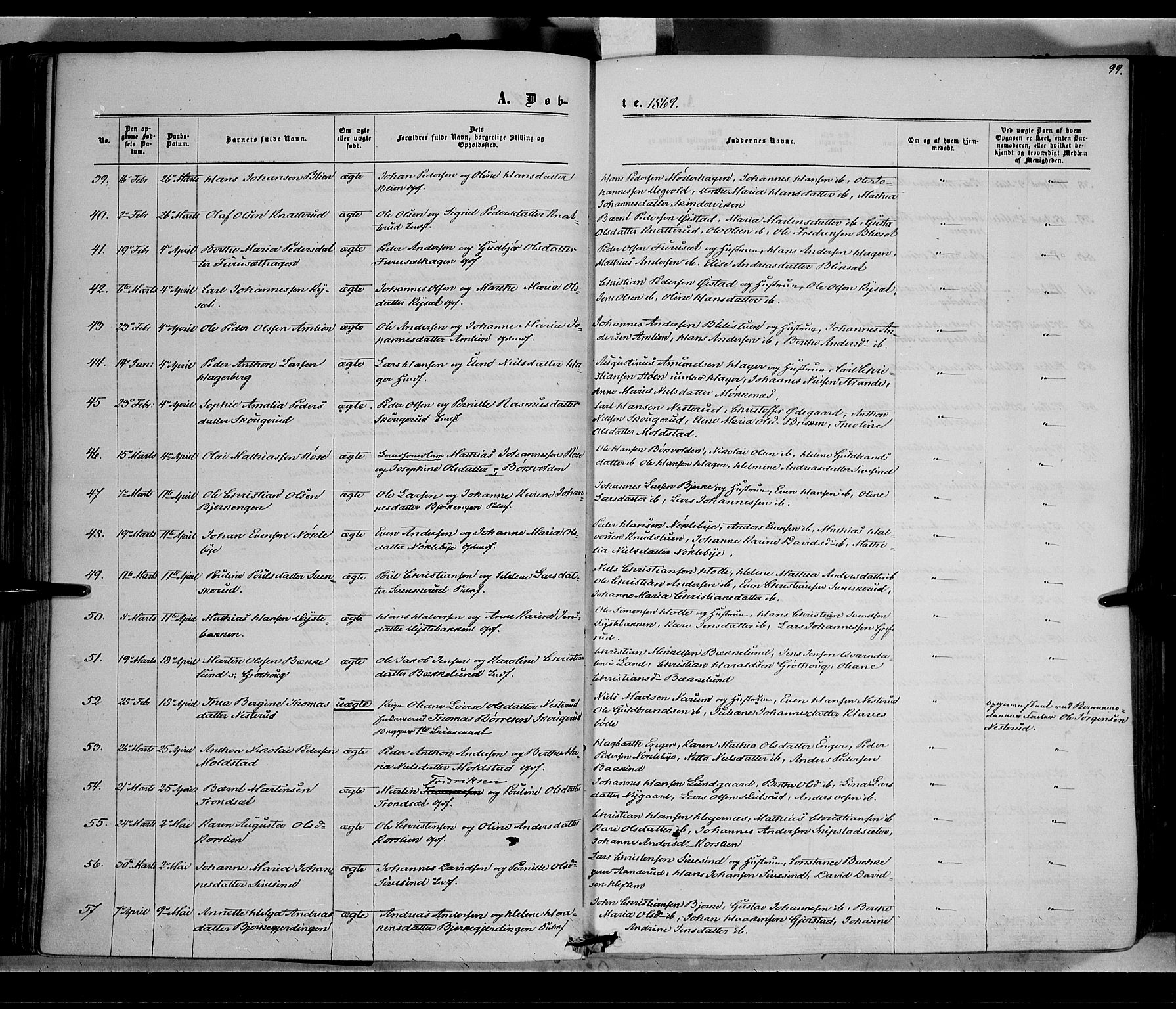 Vestre Toten prestekontor, SAH/PREST-108/H/Ha/Haa/L0007: Parish register (official) no. 7, 1862-1869, p. 99