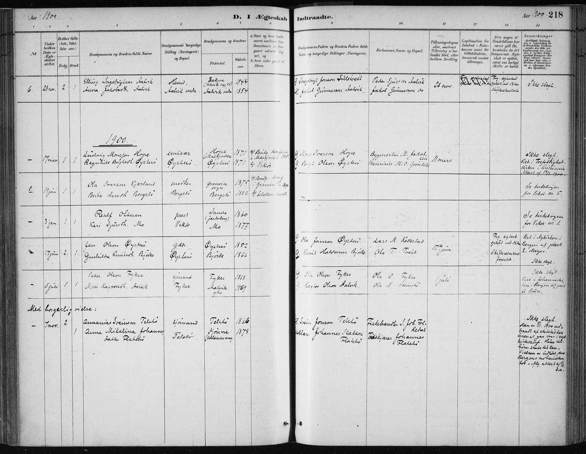 Kvam sokneprestembete, SAB/A-76201/H/Haa: Parish register (official) no. C  1, 1880-1906, p. 218