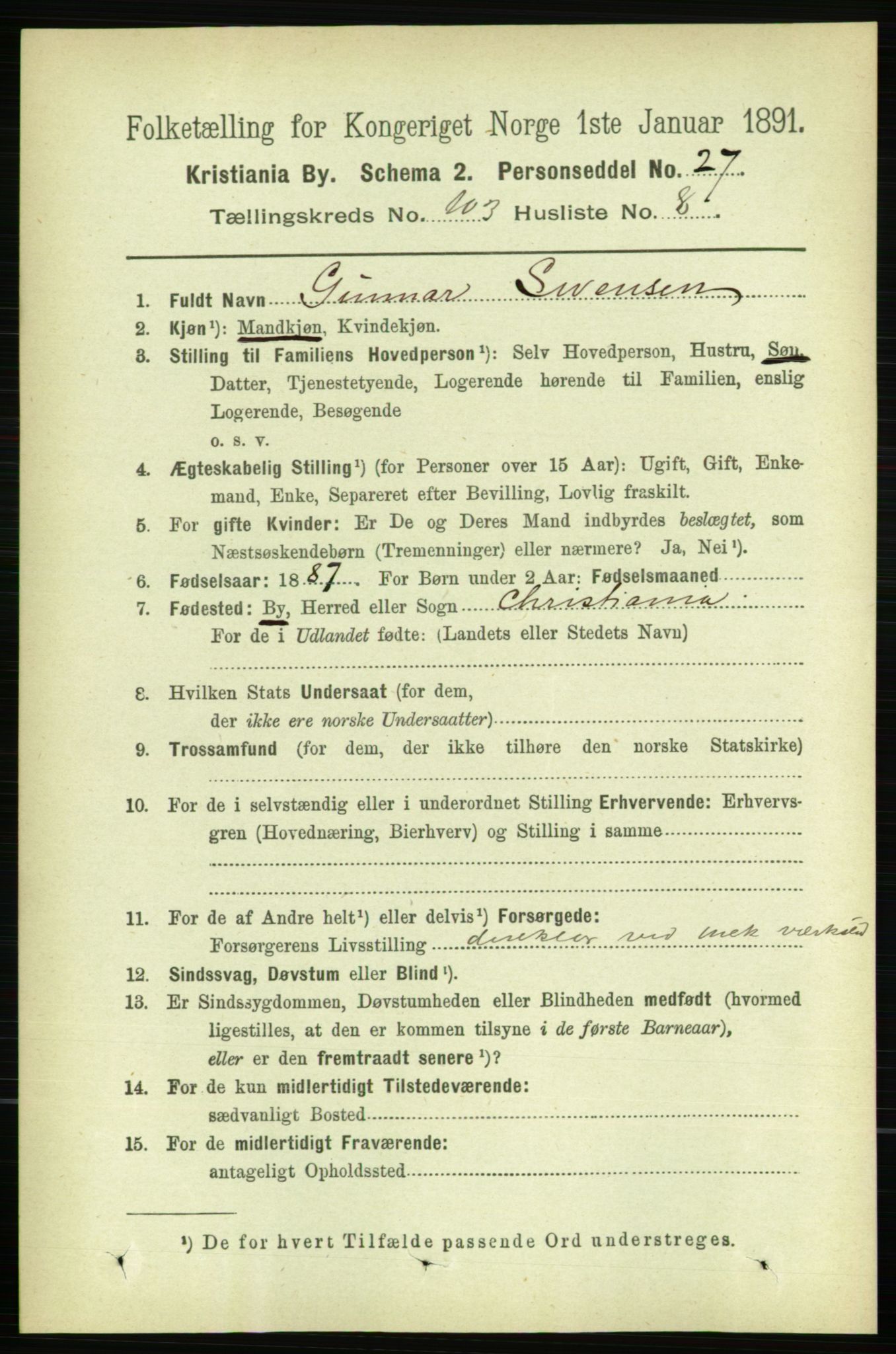 RA, 1891 census for 0301 Kristiania, 1891, p. 51541