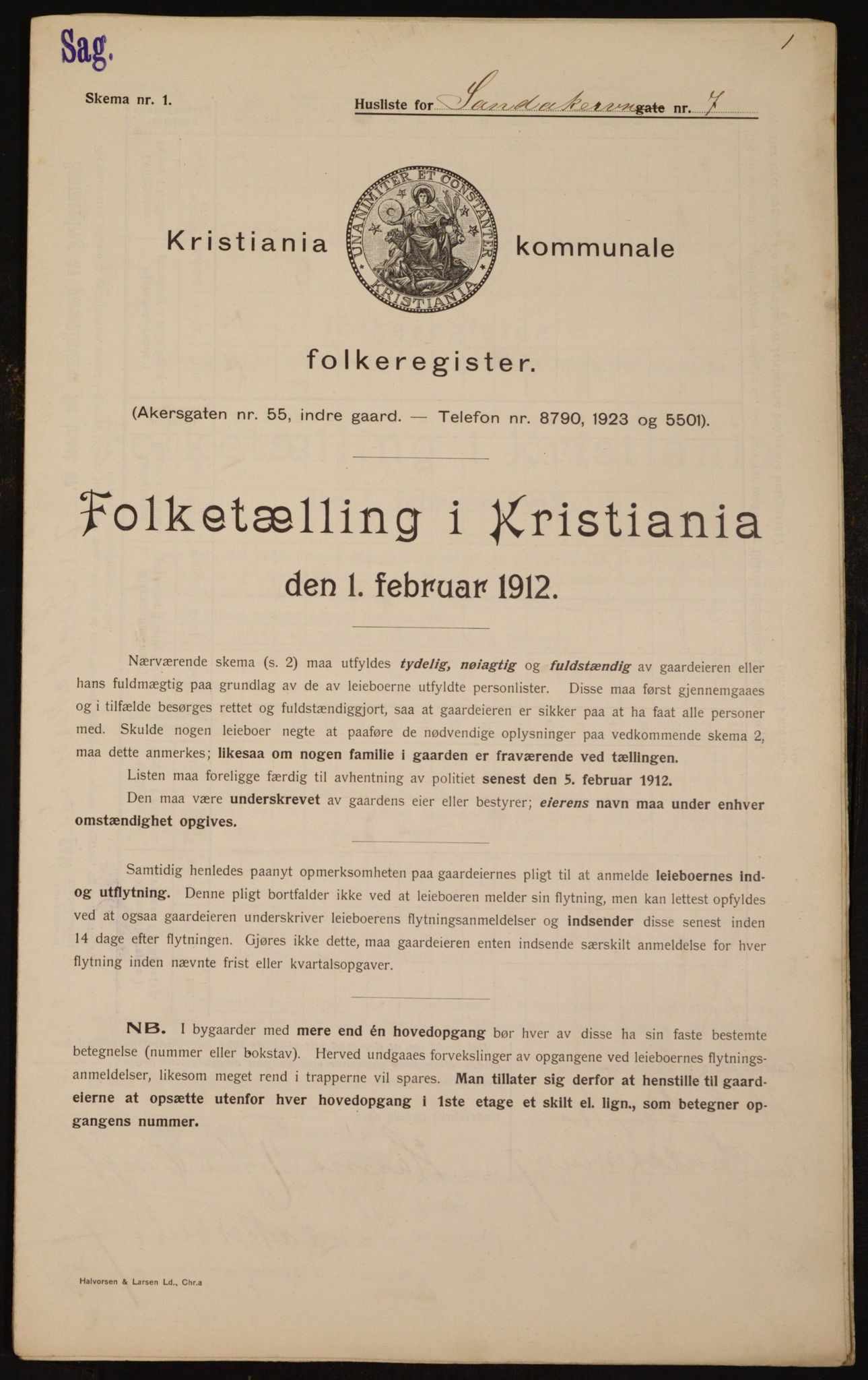 OBA, Municipal Census 1912 for Kristiania, 1912, p. 86915