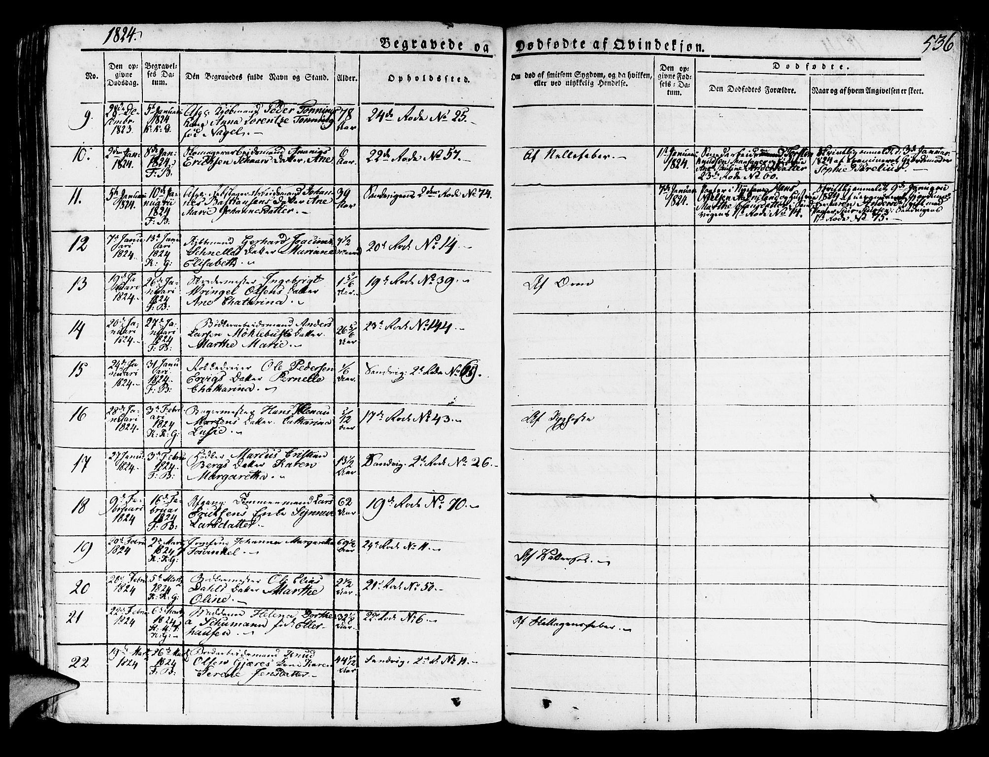 Korskirken sokneprestembete, AV/SAB-A-76101/H/Haa/L0014: Parish register (official) no. A 14, 1823-1835, p. 536