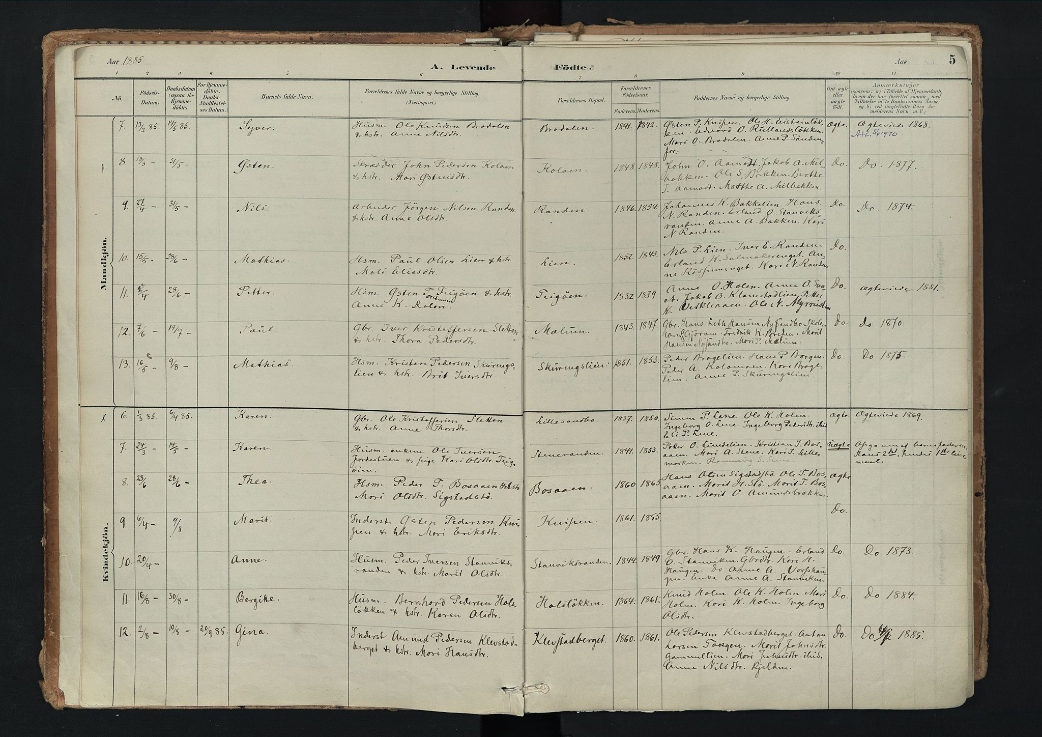 Nord-Fron prestekontor, AV/SAH-PREST-080/H/Ha/Haa/L0003: Parish register (official) no. 3, 1884-1914, p. 5