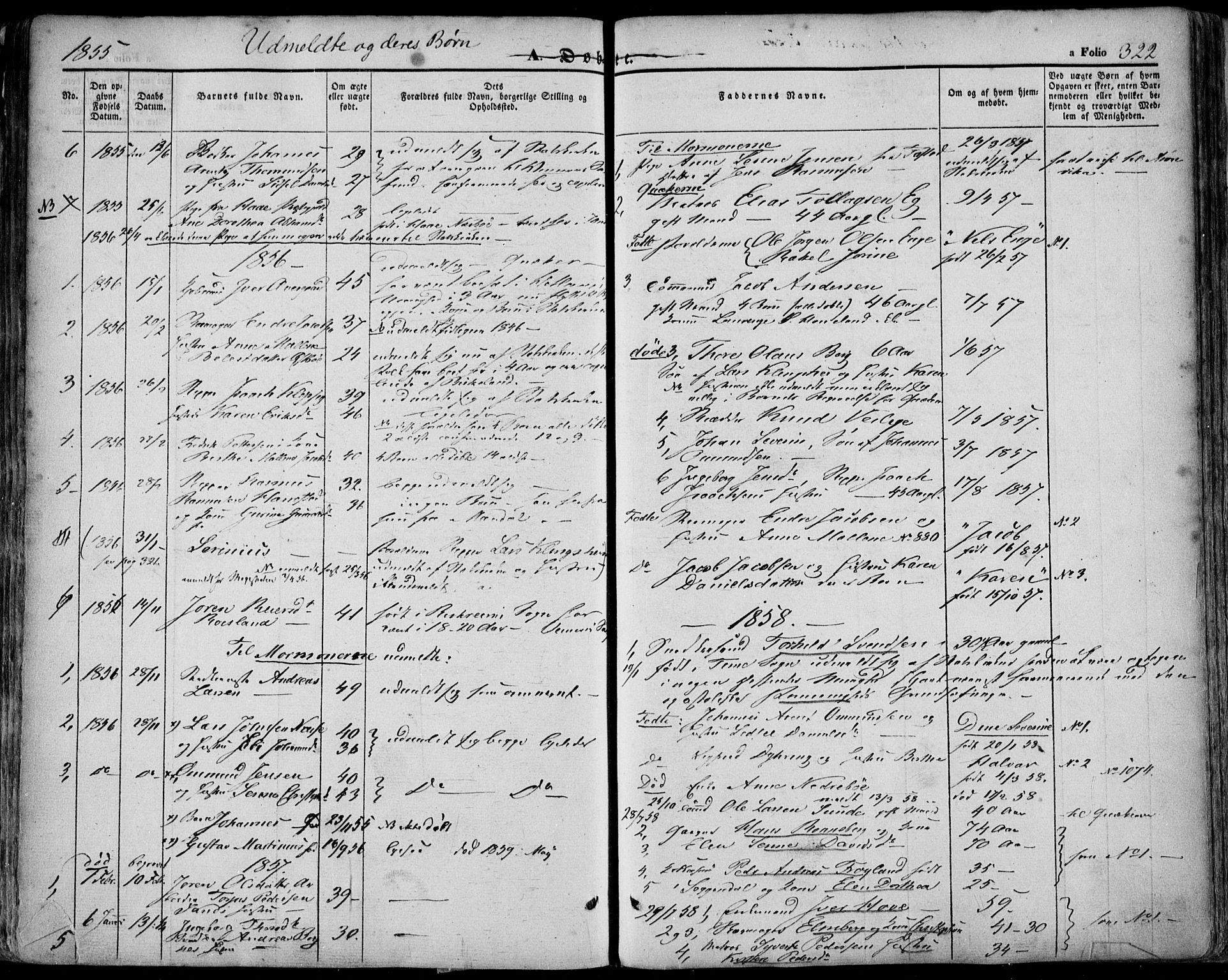 Domkirken sokneprestkontor, SAST/A-101812/001/30/30BA/L0016: Parish register (official) no. A 15, 1844-1854, p. 322