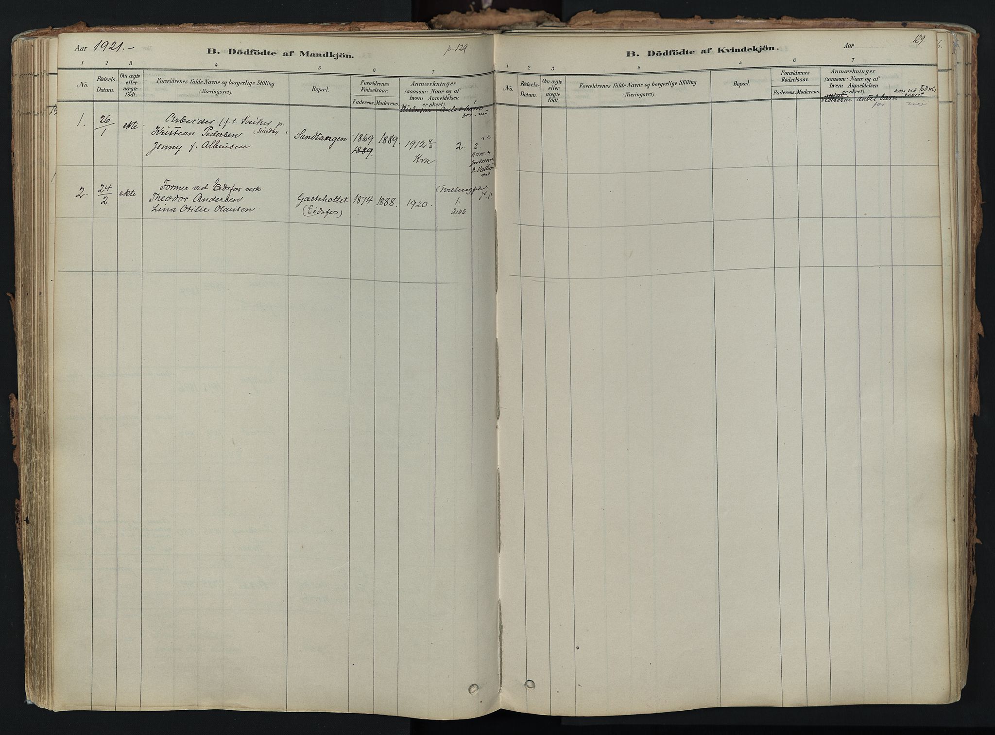 Hof kirkebøker, AV/SAKO-A-64/F/Fa/L0007: Parish register (official) no. I 7, 1878-1940, p. 129