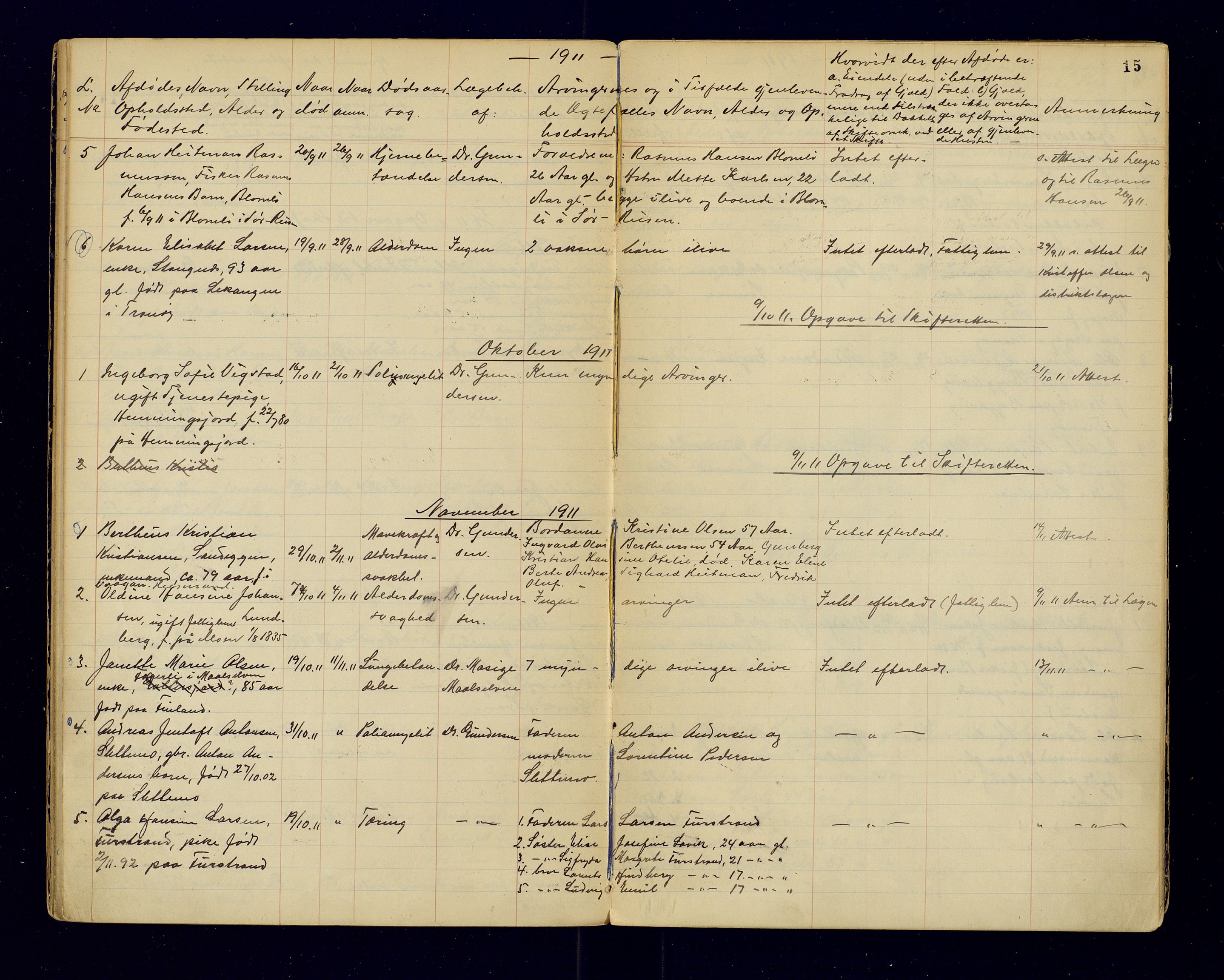 Tranøy lensmannskontor (Sørreisa lensmannskontor), AV/SATØ-SATØ-46/1/F/Fi/Fia/L0147: Dødsfallsprotokoller, 1909-1919, p. 15
