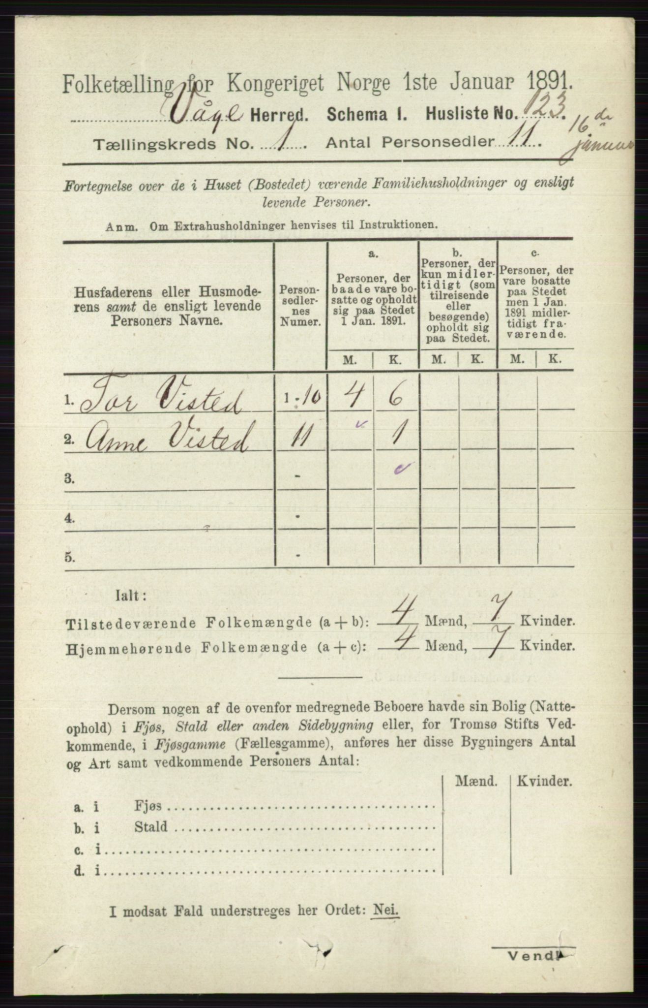 RA, 1891 census for 0515 Vågå, 1891, p. 158