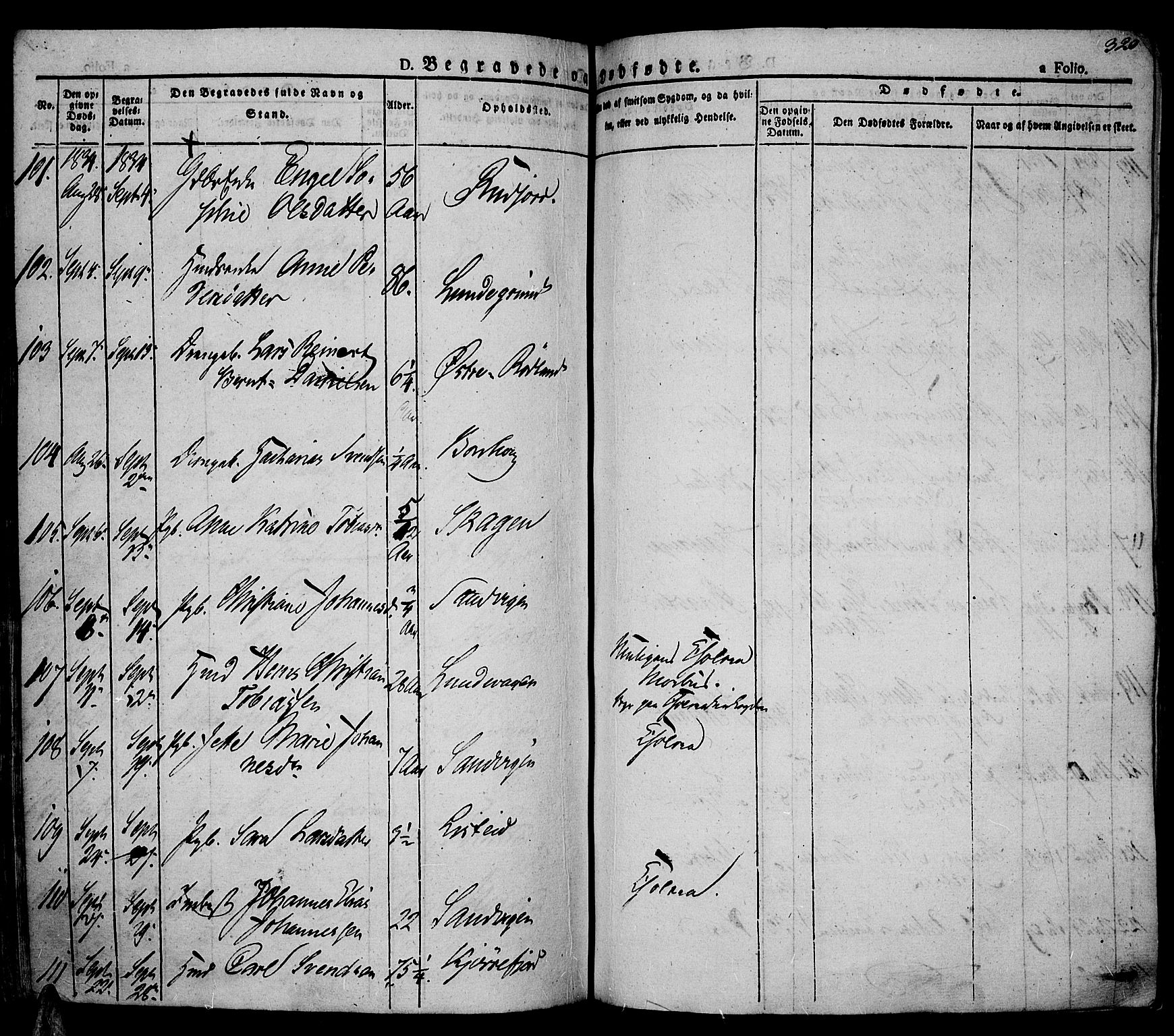 Lista sokneprestkontor, AV/SAK-1111-0027/F/Fa/L0008: Parish register (official) no. A 8, 1823-1835, p. 320