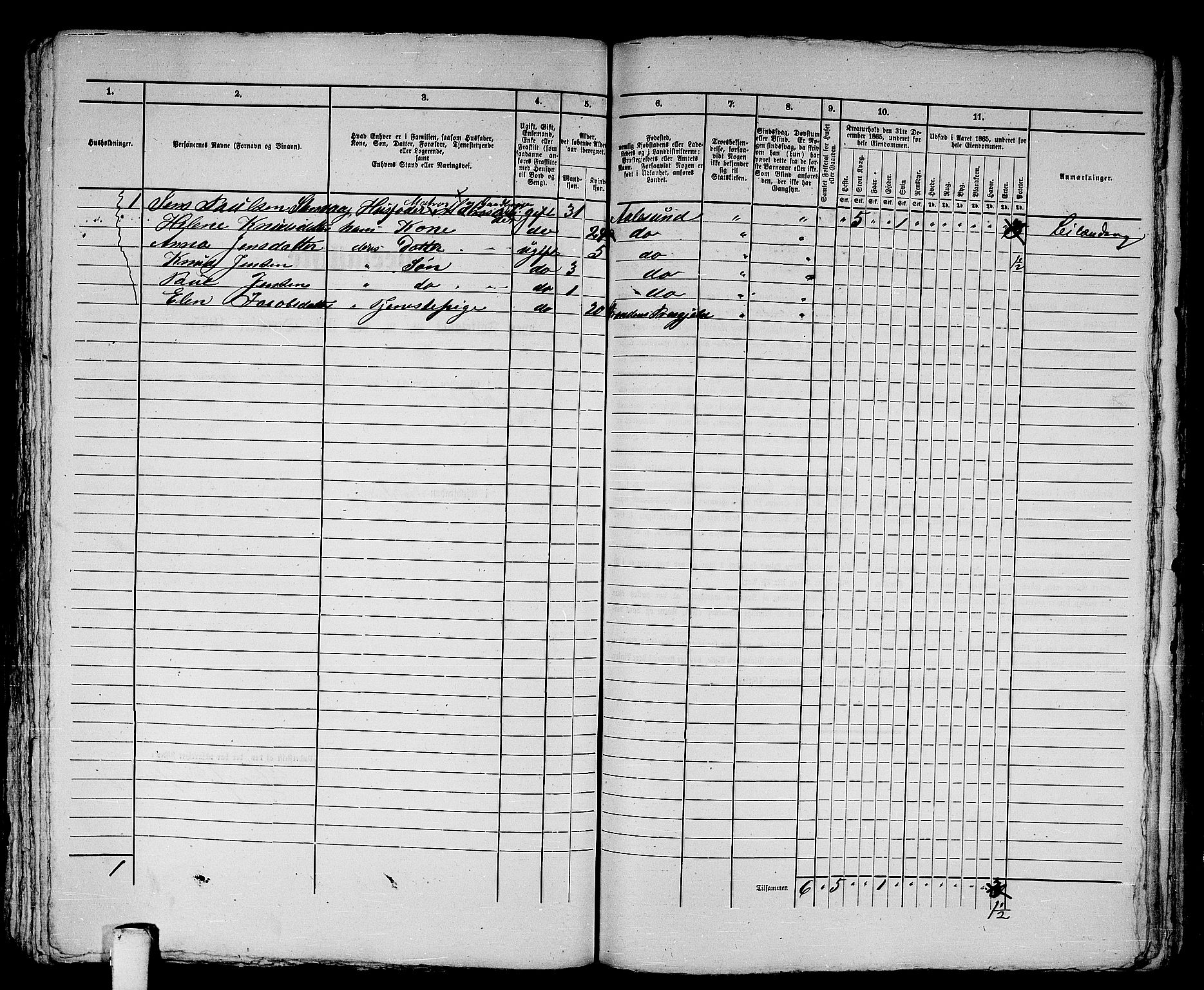 RA, 1865 census for Ålesund, 1865, p. 460