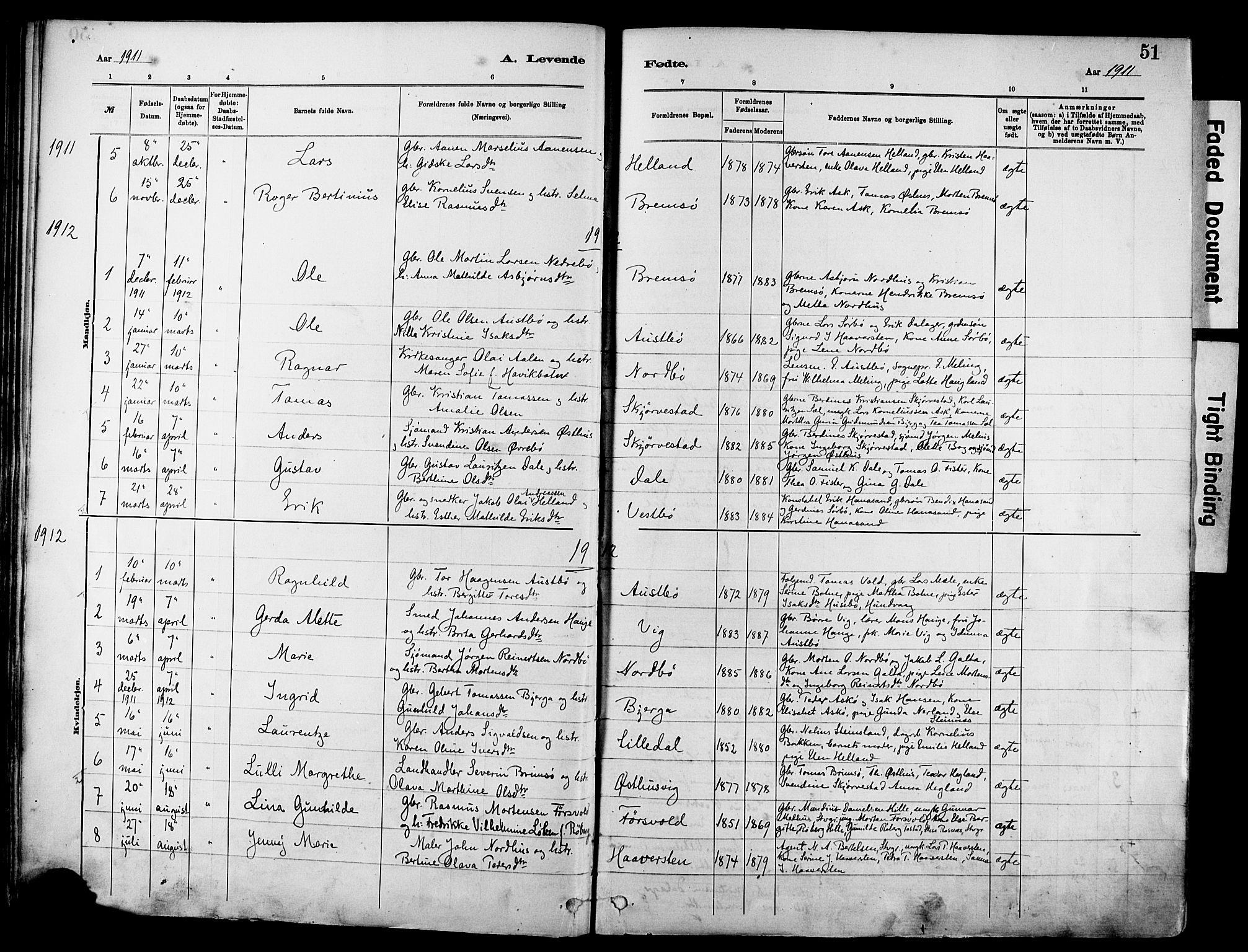 Rennesøy sokneprestkontor, SAST/A -101827/H/Ha/Haa/L0012: Parish register (official) no. A 13, 1885-1917, p. 51
