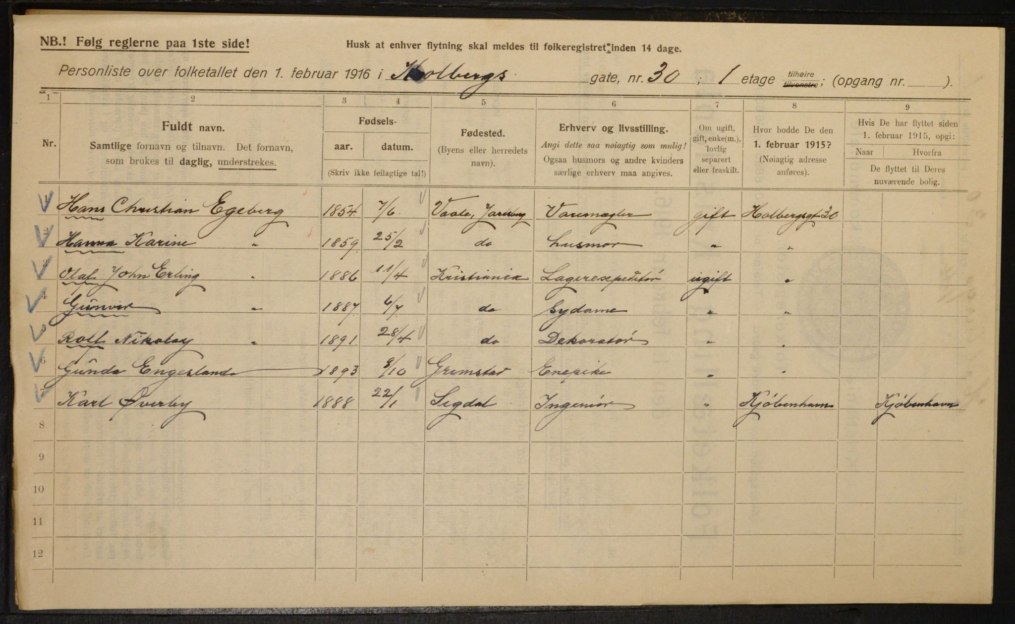 OBA, Municipal Census 1916 for Kristiania, 1916, p. 41186