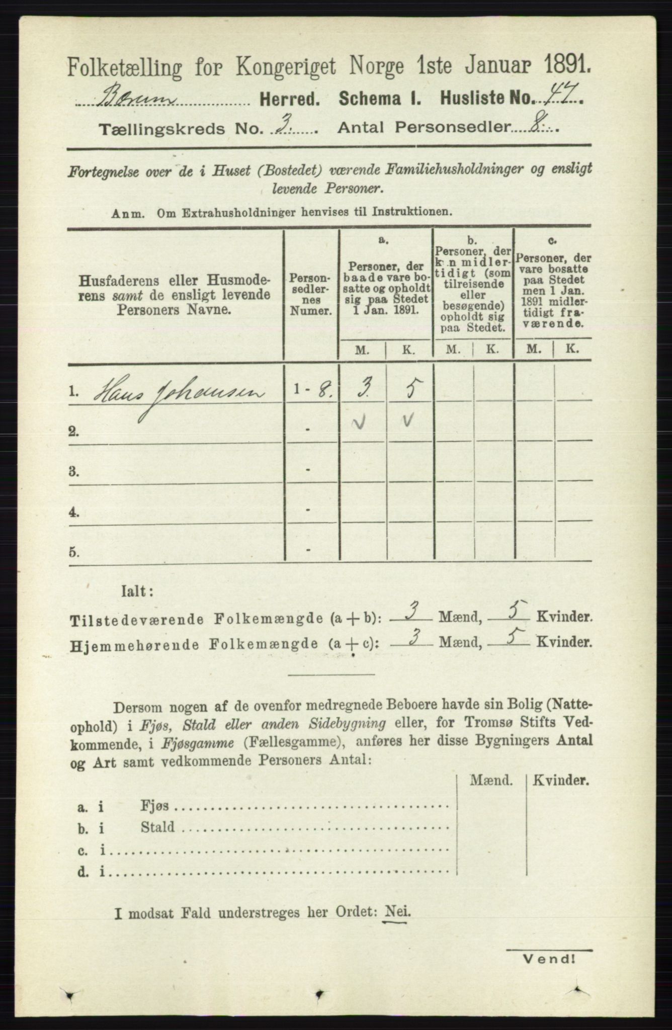 RA, 1891 census for 0219 Bærum, 1891, p. 1949