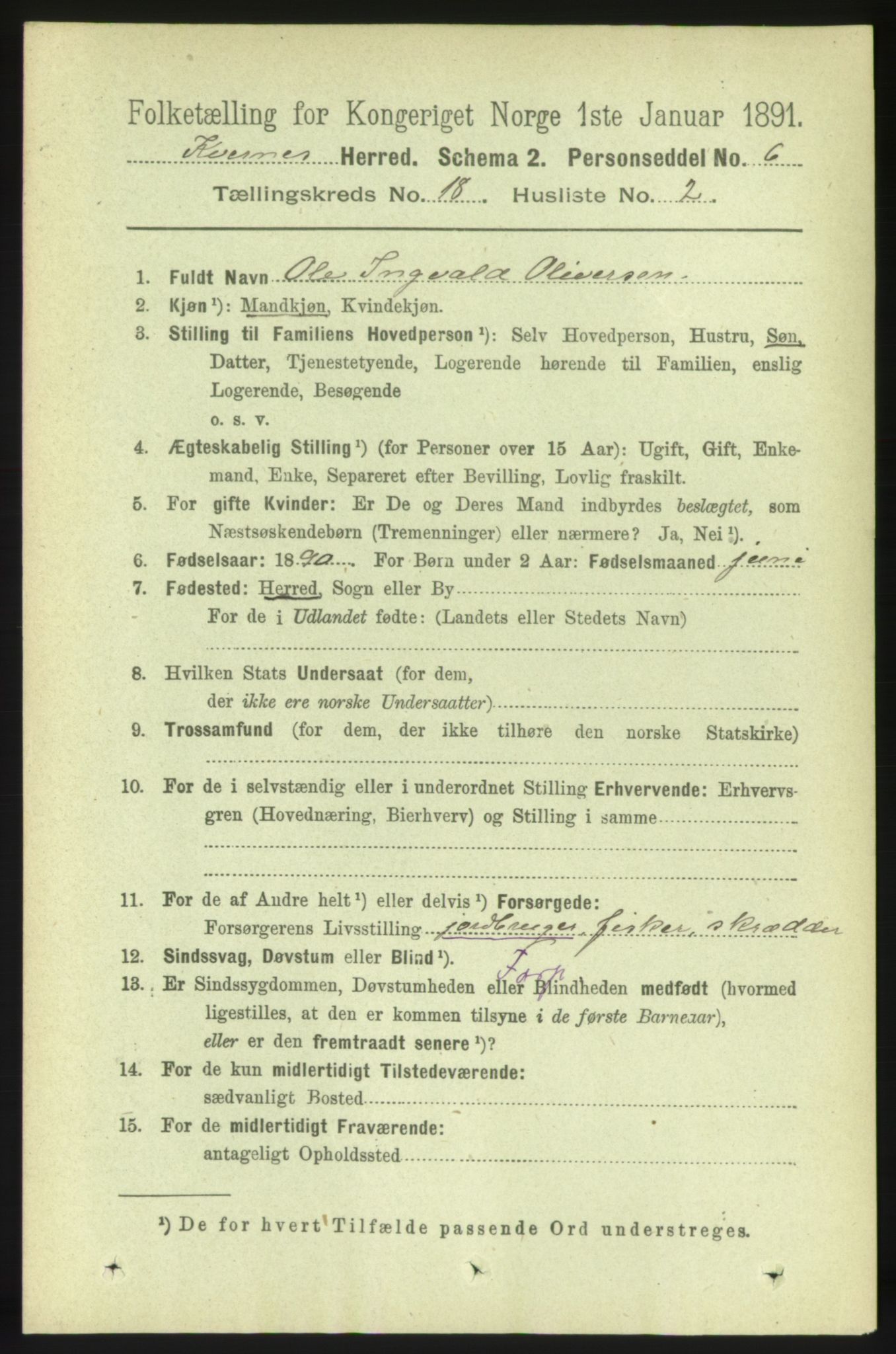 RA, 1891 census for 1553 Kvernes, 1891, p. 7764