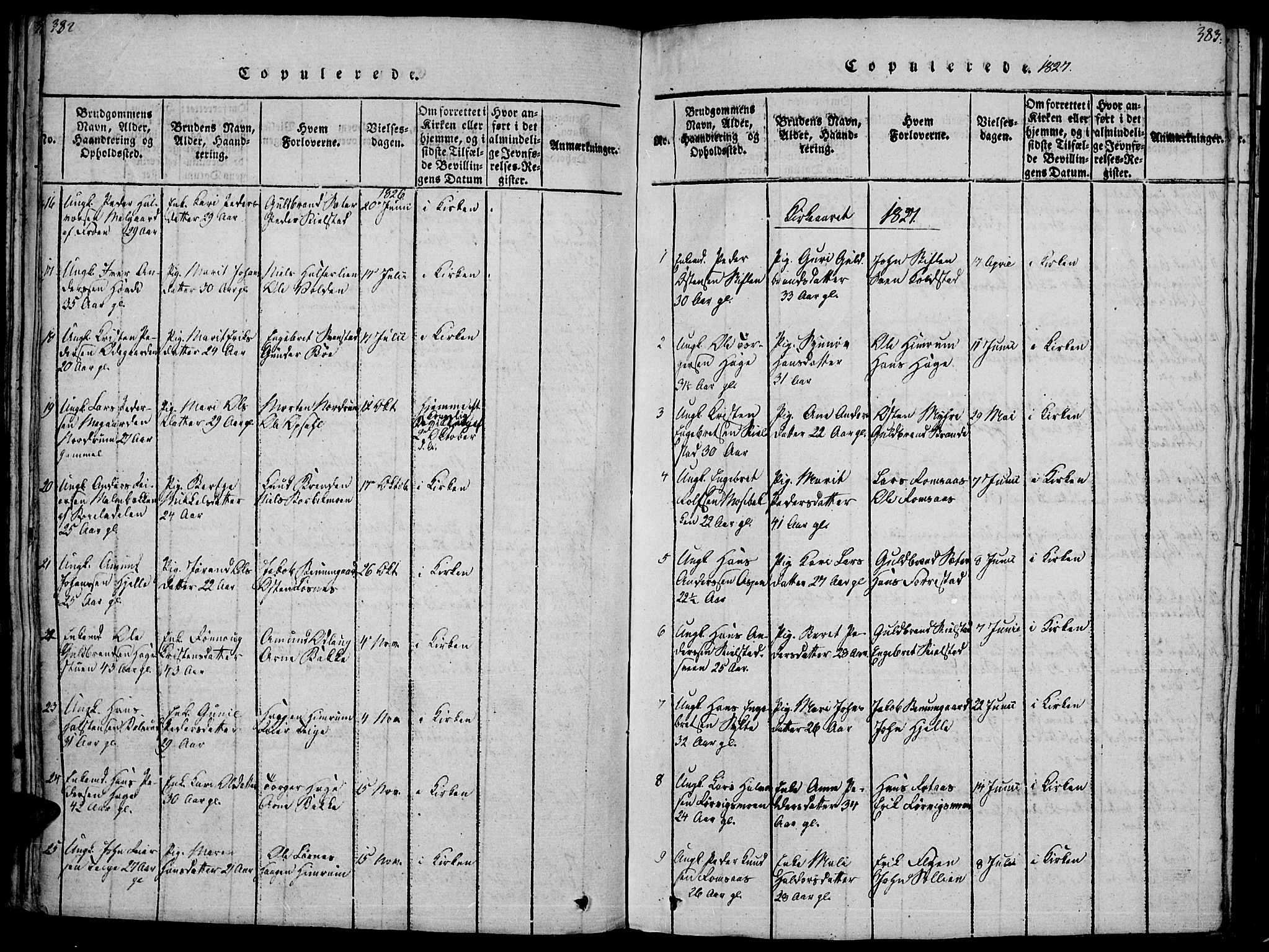 Ringebu prestekontor, SAH/PREST-082/H/Ha/Haa/L0004: Parish register (official) no. 4, 1821-1839, p. 382-383