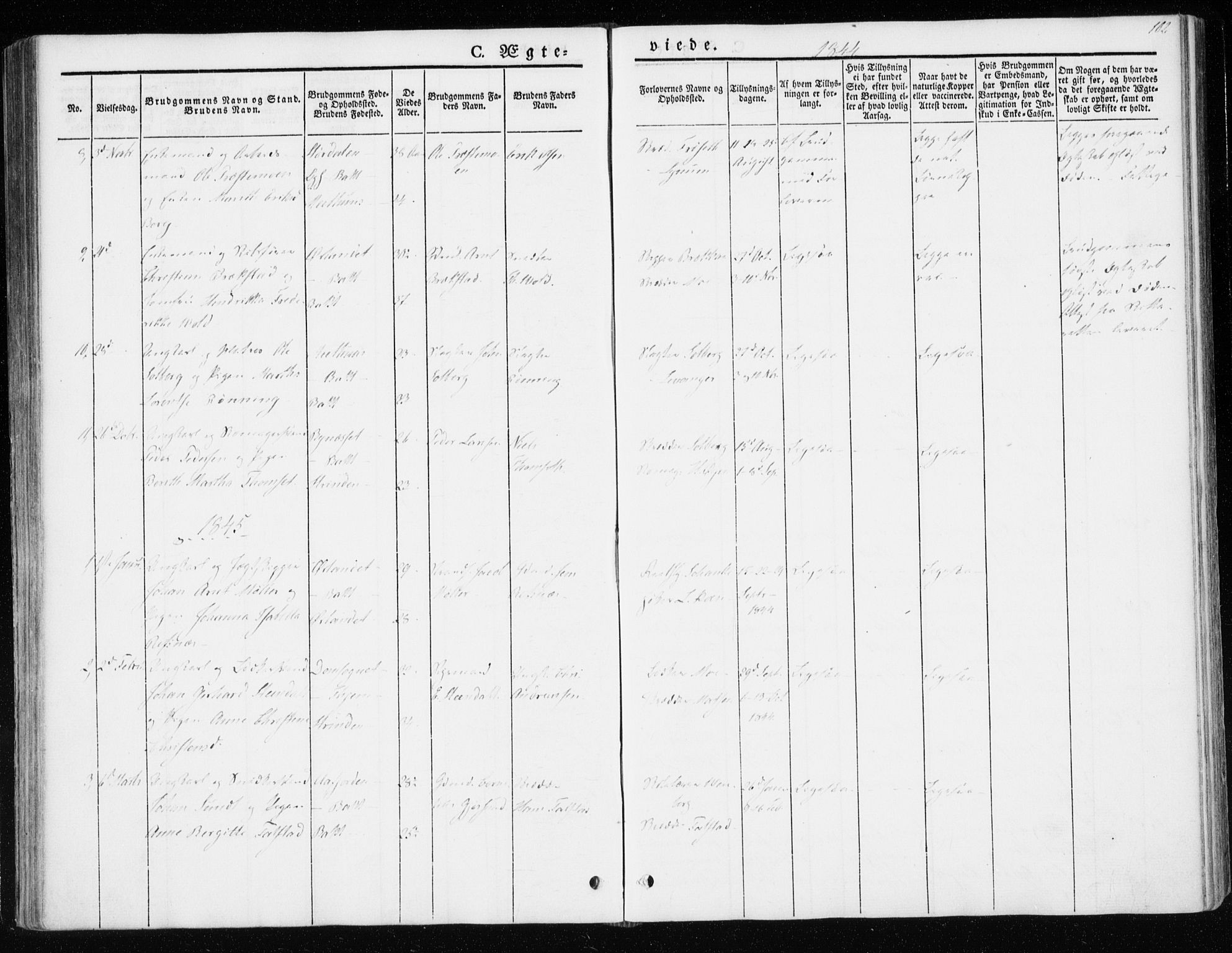 Ministerialprotokoller, klokkerbøker og fødselsregistre - Sør-Trøndelag, SAT/A-1456/604/L0183: Parish register (official) no. 604A04, 1841-1850, p. 102