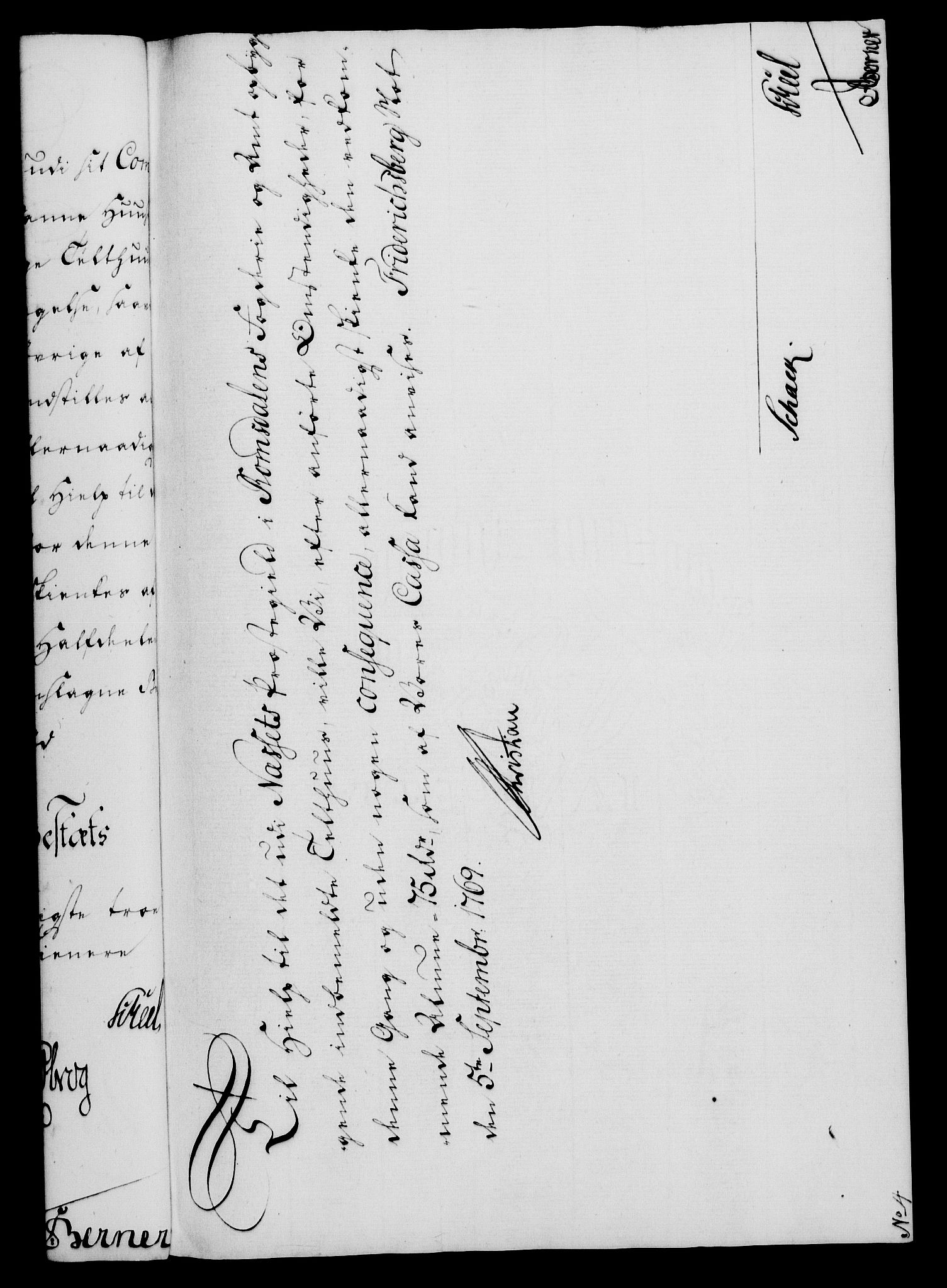 Rentekammeret, Kammerkanselliet, RA/EA-3111/G/Gf/Gfa/L0051: Norsk relasjons- og resolusjonsprotokoll (merket RK 52.51), 1769, p. 203
