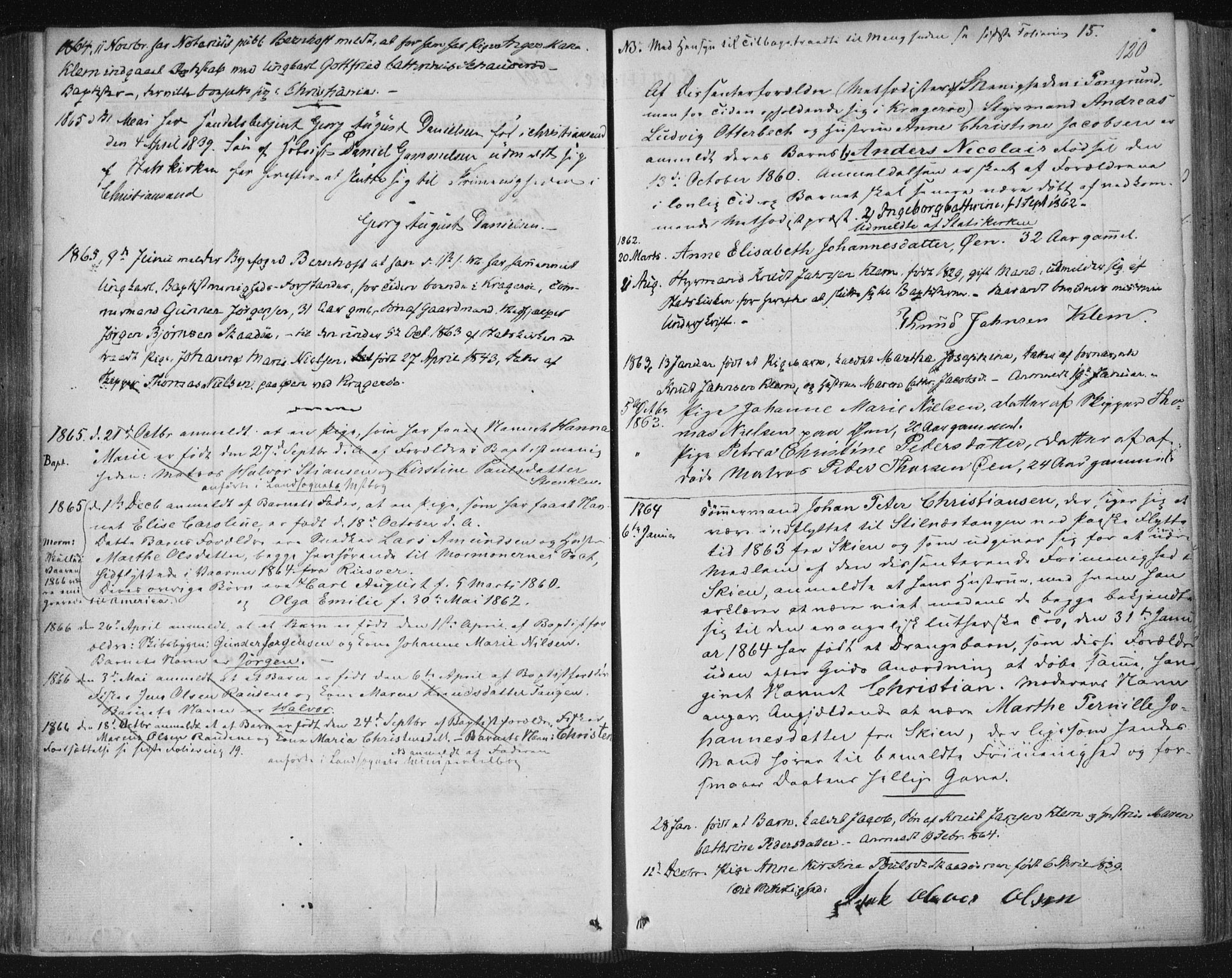 Kragerø kirkebøker, SAKO/A-278/F/Fa/L0006: Parish register (official) no. 6, 1847-1861, p. 120