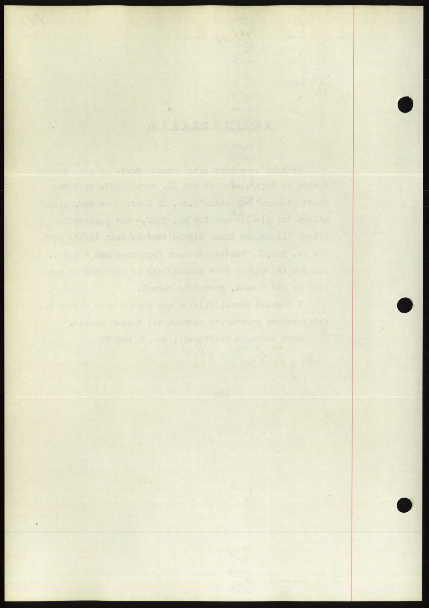 Søre Sunnmøre sorenskriveri, AV/SAT-A-4122/1/2/2C/L0063: Mortgage book no. 57, 1937-1937, Diary no: : 737/1937