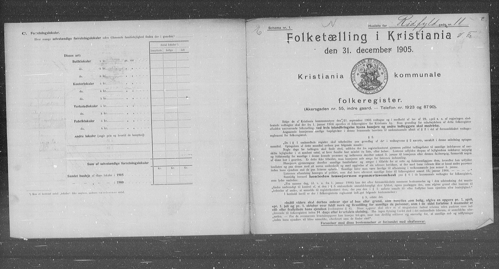 OBA, Municipal Census 1905 for Kristiania, 1905, p. 45288