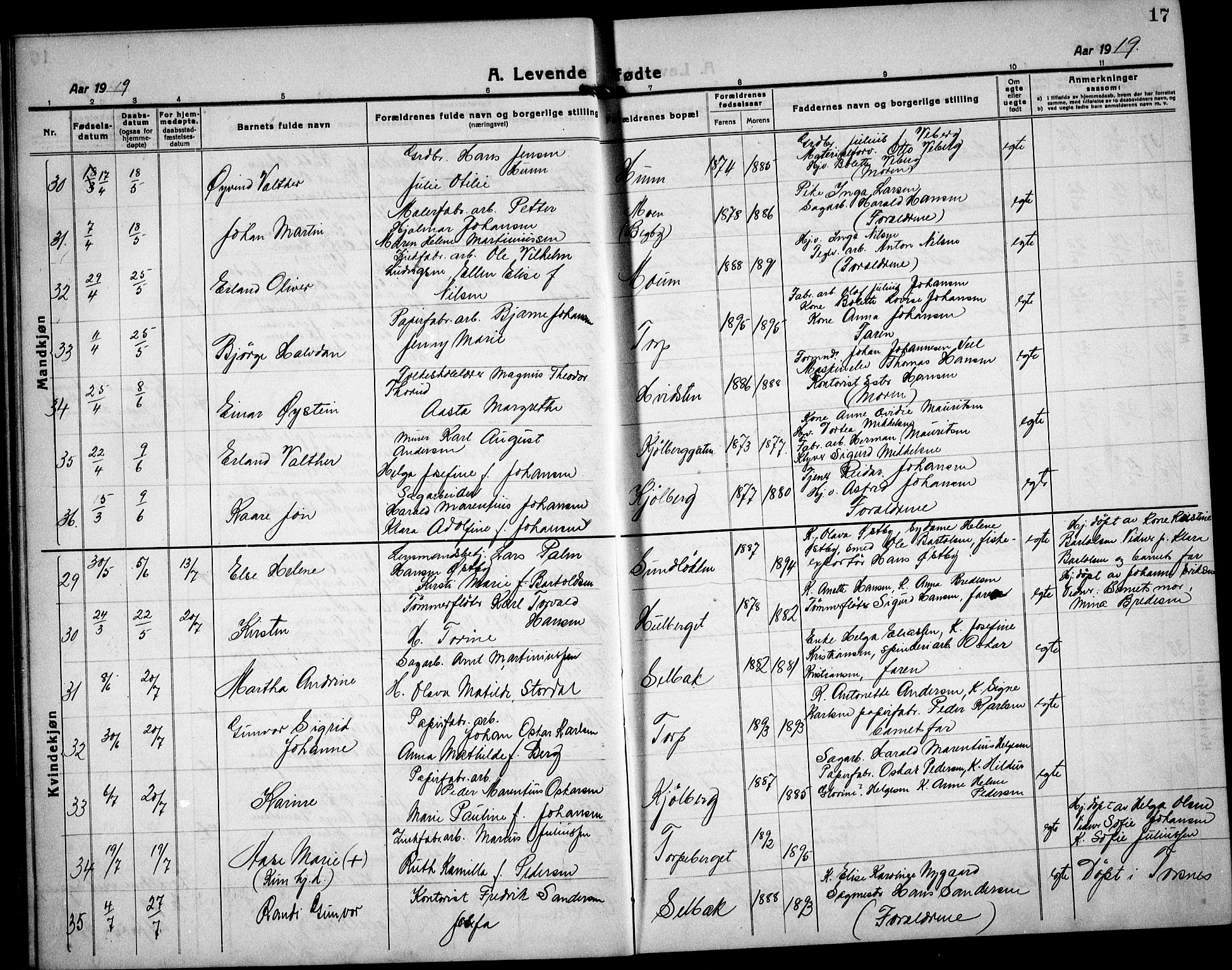 Borge prestekontor Kirkebøker, AV/SAO-A-10903/G/Ga/L0003: Parish register (copy) no. I 3, 1918-1939, p. 17