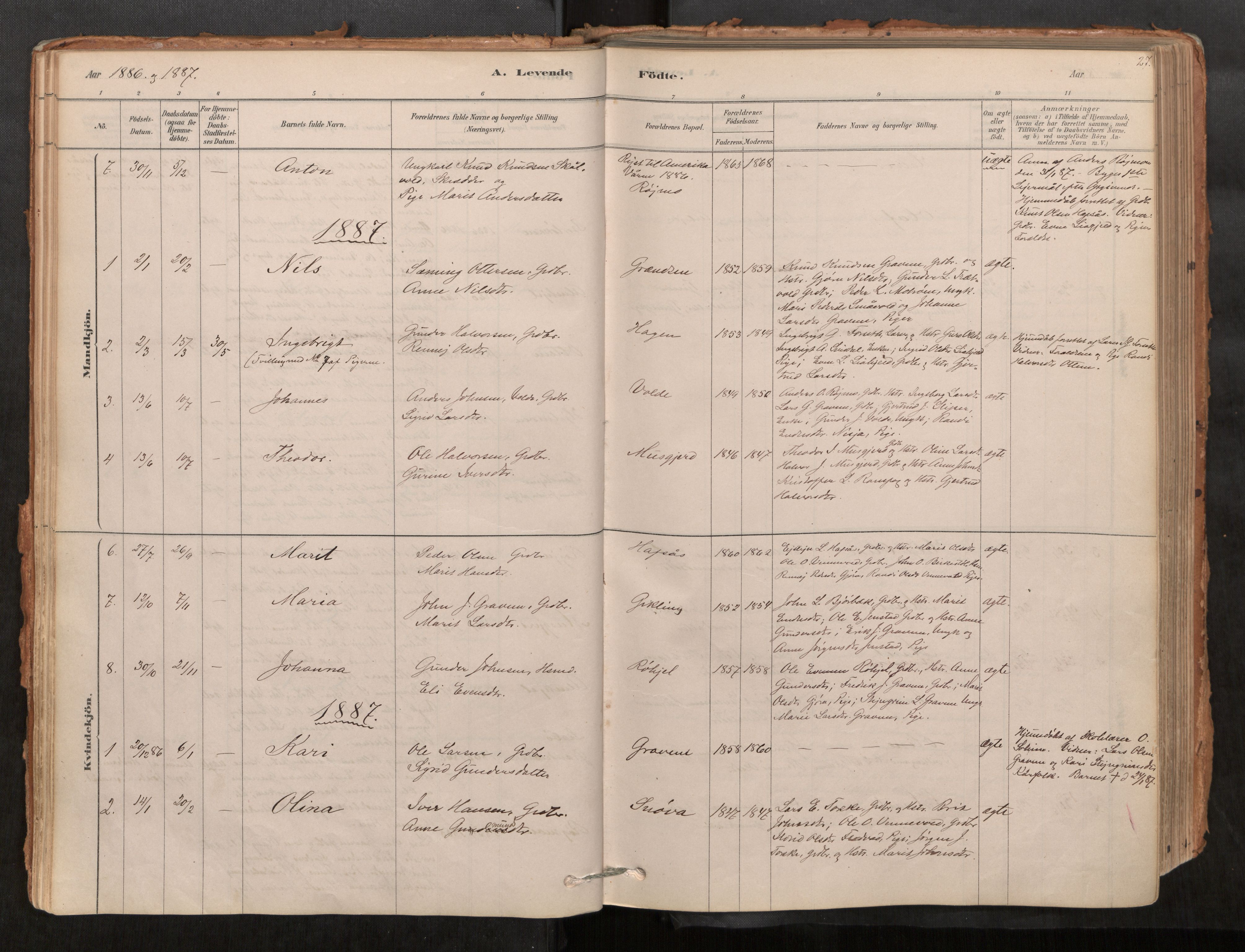 Sunndal sokneprestkontor, AV/SAT-A-1085/1/I/I1/I1a/L0001: Parish register (official) no. 1, 1877-1914, p. 27