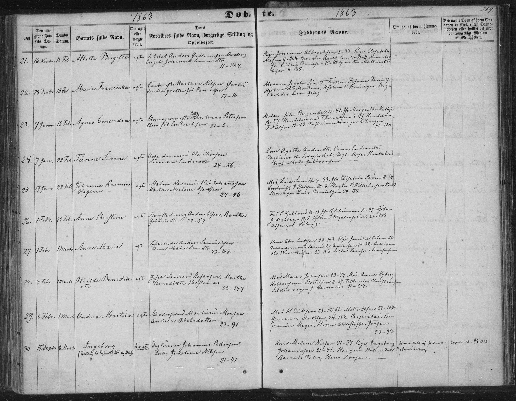 Korskirken sokneprestembete, SAB/A-76101/H/Haa/L0018: Parish register (official) no. B 4, 1857-1866, p. 269
