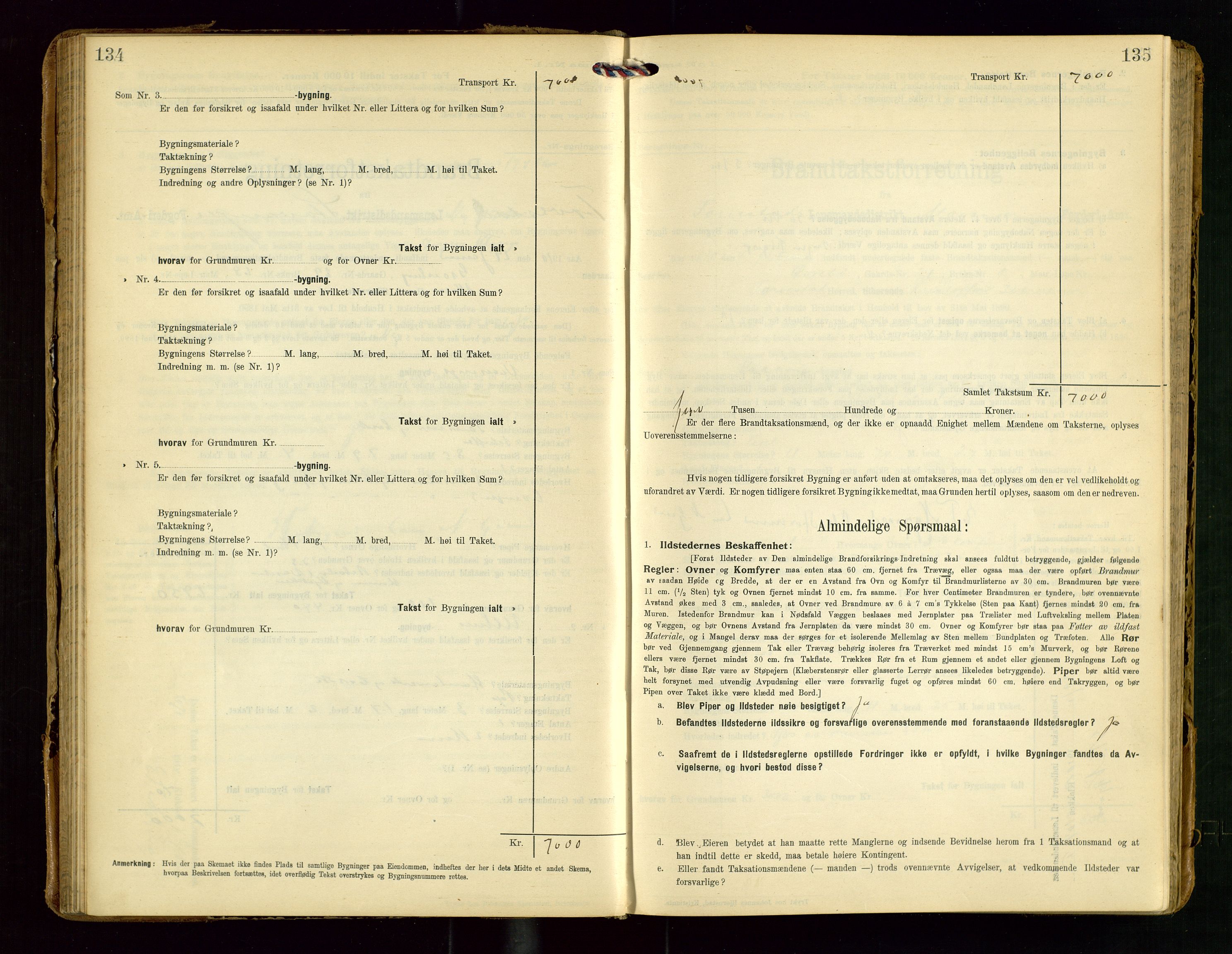 Torvestad lensmannskontor, AV/SAST-A-100307/1/Gob/L0004: "Brandtaxationsprotokol for Torvestad Lensmannsdistrikt", 1909-1923, p. 134-135