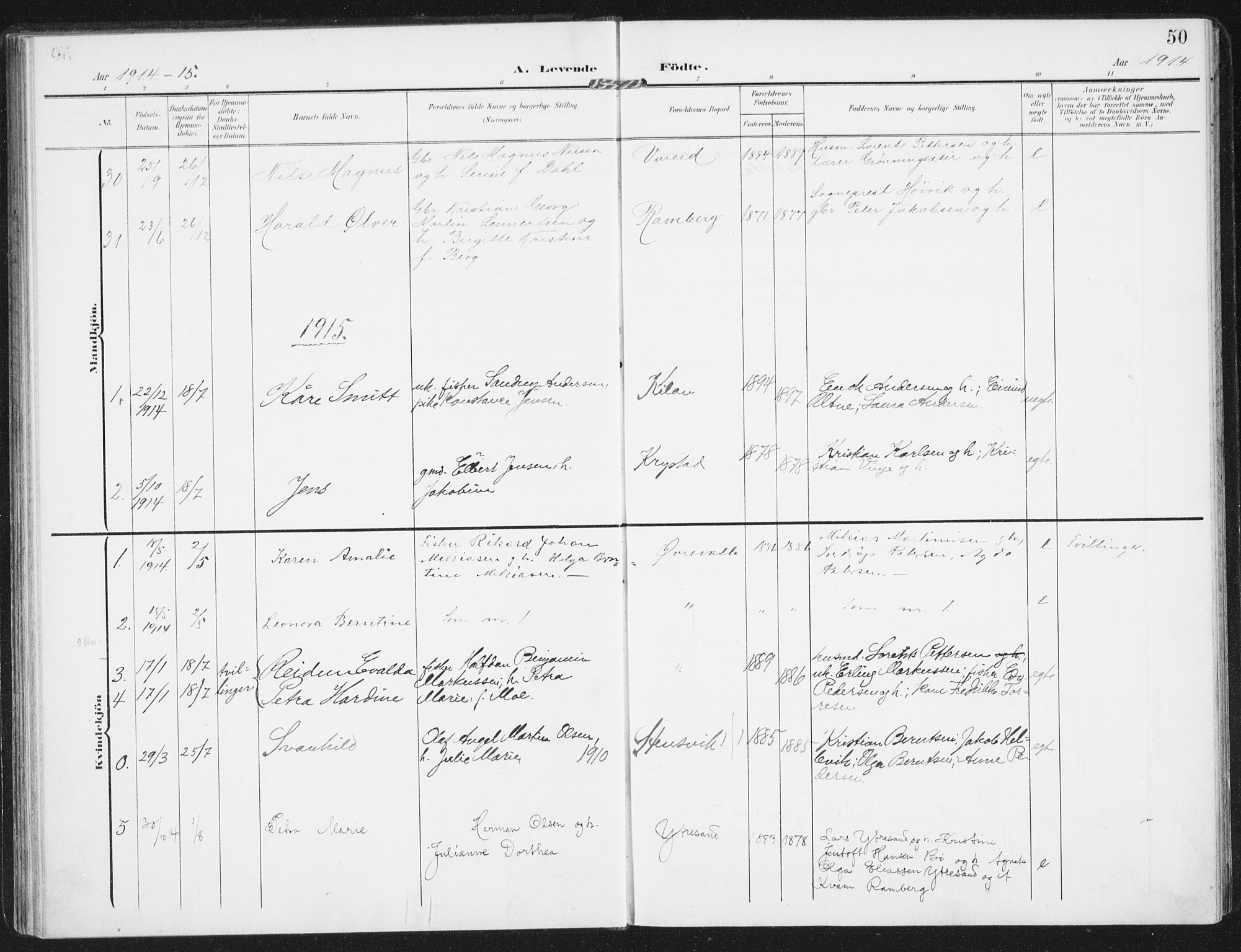Ministerialprotokoller, klokkerbøker og fødselsregistre - Nordland, SAT/A-1459/885/L1206: Parish register (official) no. 885A07, 1905-1915, p. 50