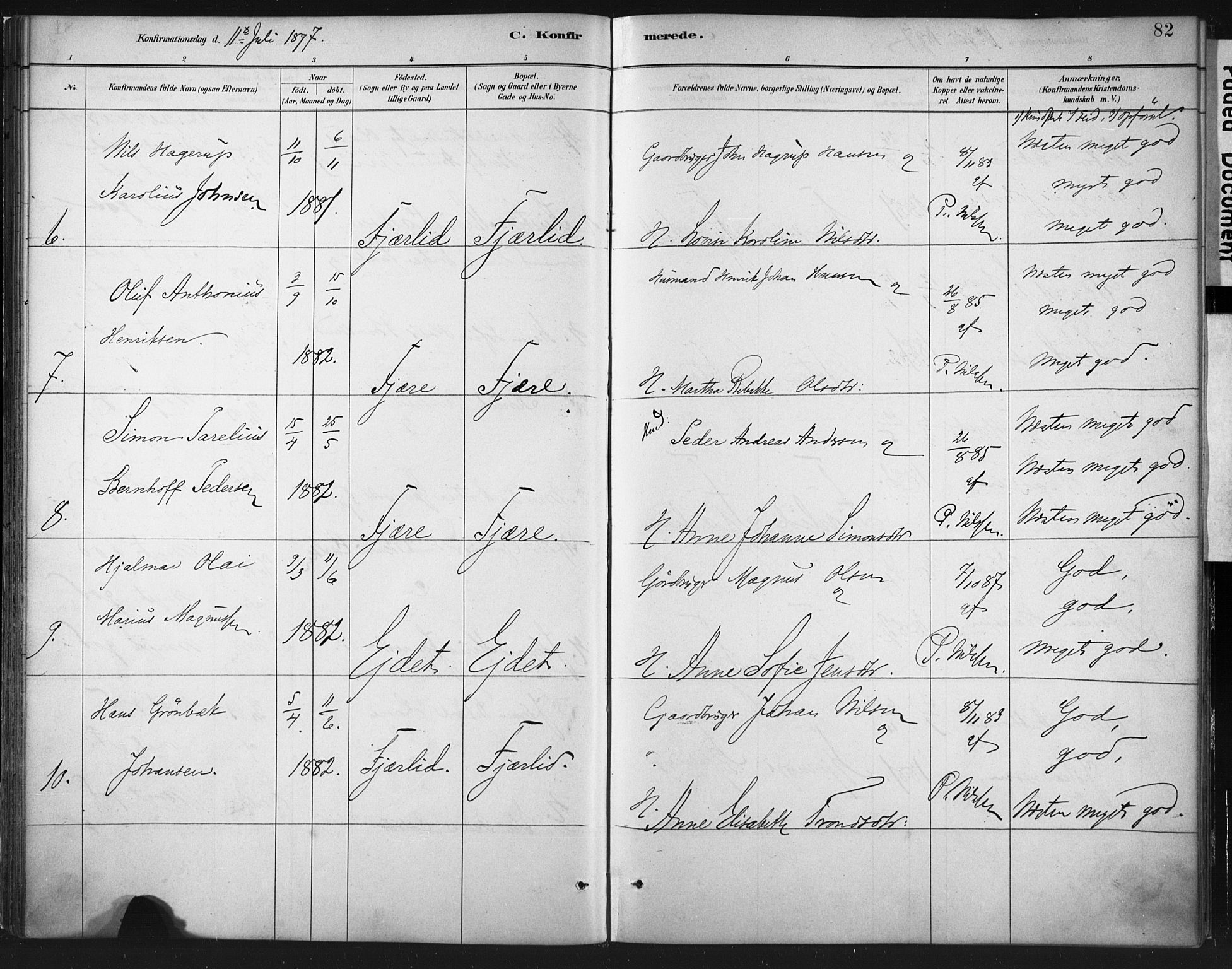 Ministerialprotokoller, klokkerbøker og fødselsregistre - Nordland, AV/SAT-A-1459/803/L0071: Parish register (official) no. 803A01, 1881-1897, p. 82