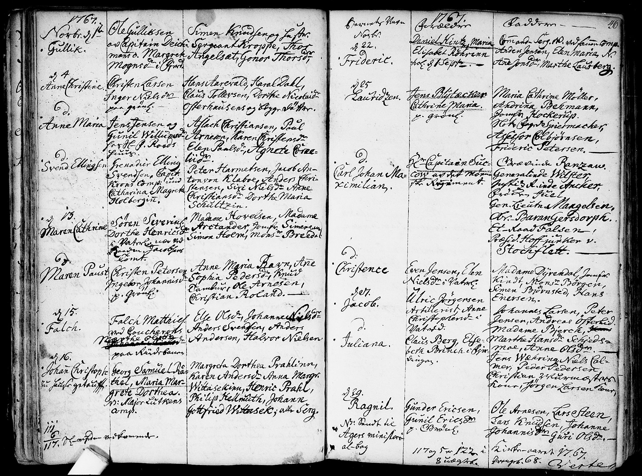 Garnisonsmenigheten Kirkebøker, SAO/A-10846/F/Fa/L0002: Parish register (official) no. 2, 1757-1776, p. 46