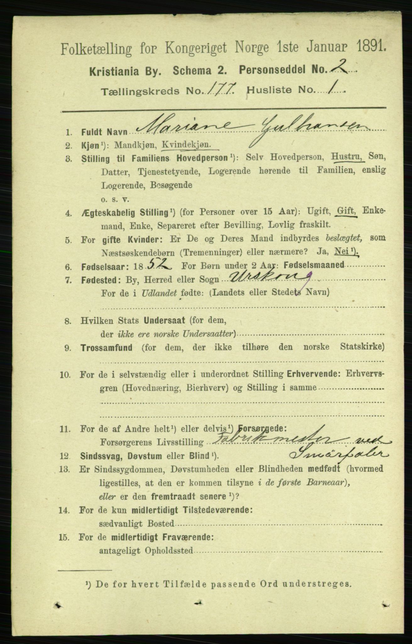 RA, 1891 census for 0301 Kristiania, 1891, p. 106377