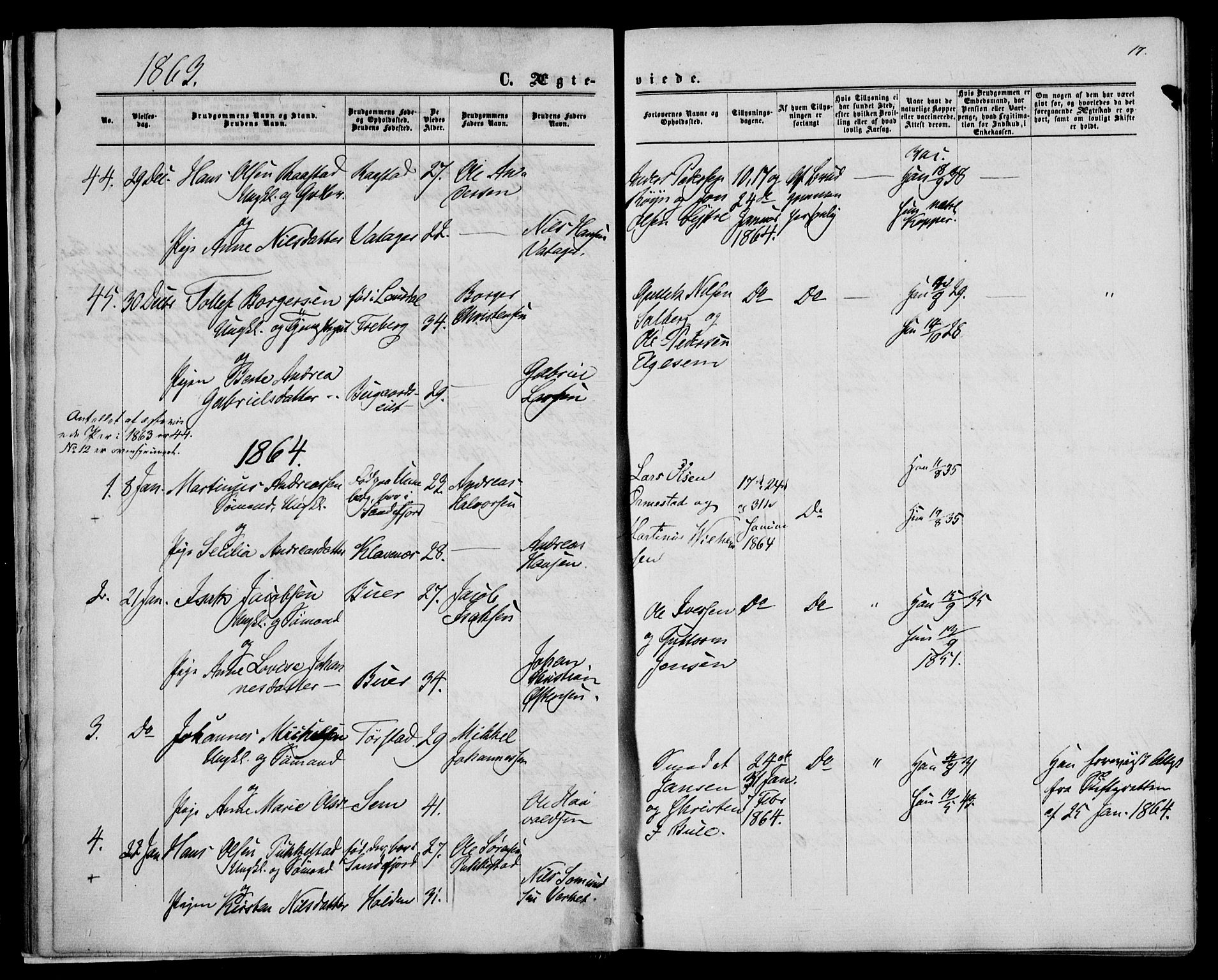 Sandar kirkebøker, SAKO/A-243/F/Fa/L0009: Parish register (official) no. 9, 1862-1871, p. 16