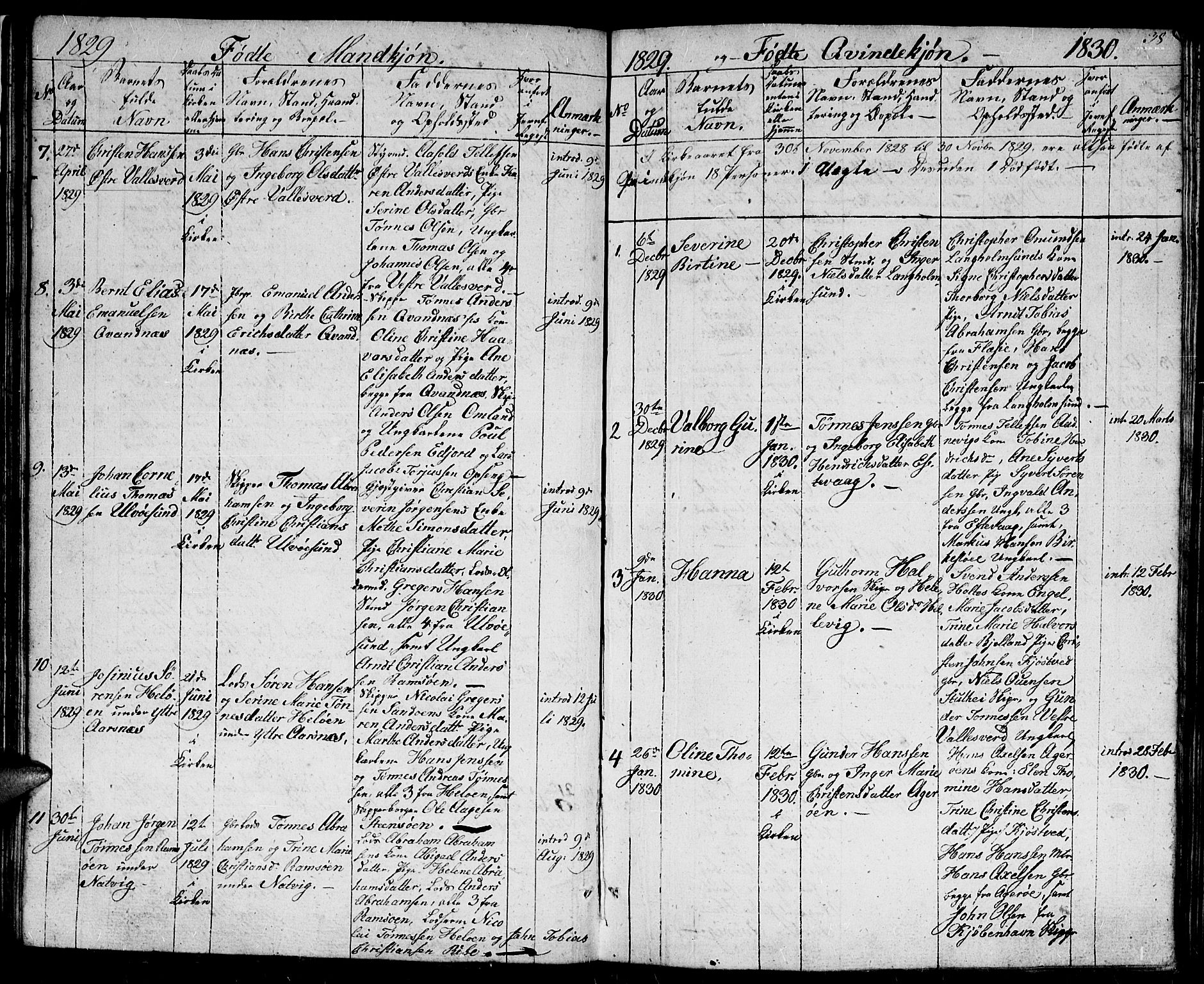 Høvåg sokneprestkontor, SAK/1111-0025/F/Fb/L0001: Parish register (copy) no. B 1, 1817-1846, p. 38