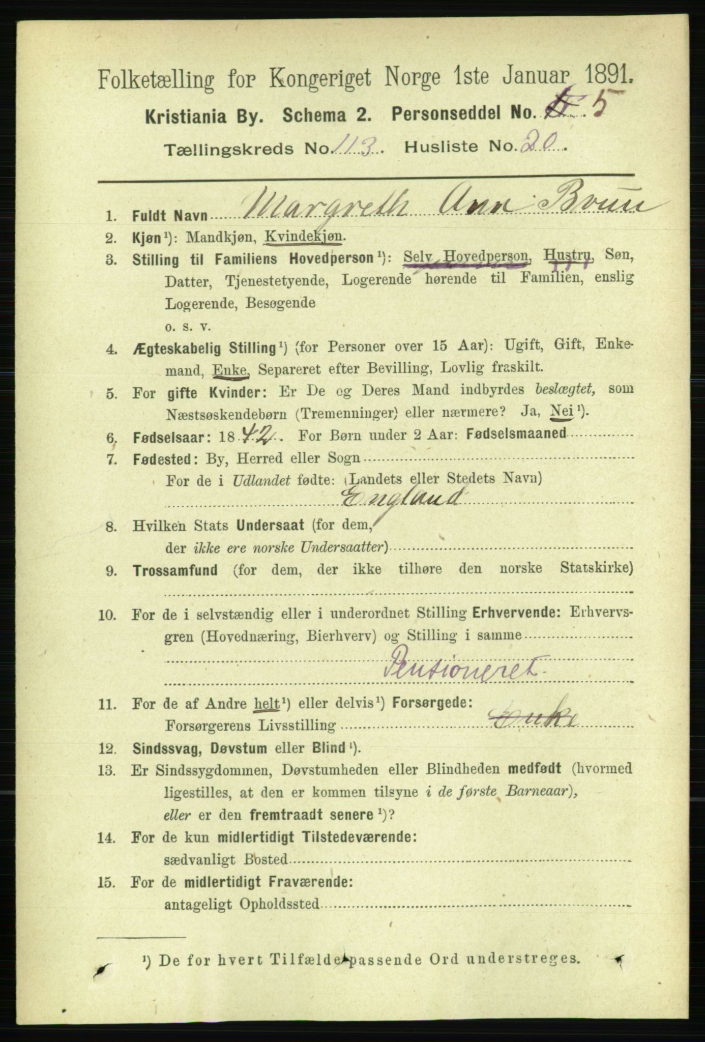 RA, 1891 census for 0301 Kristiania, 1891, p. 60615