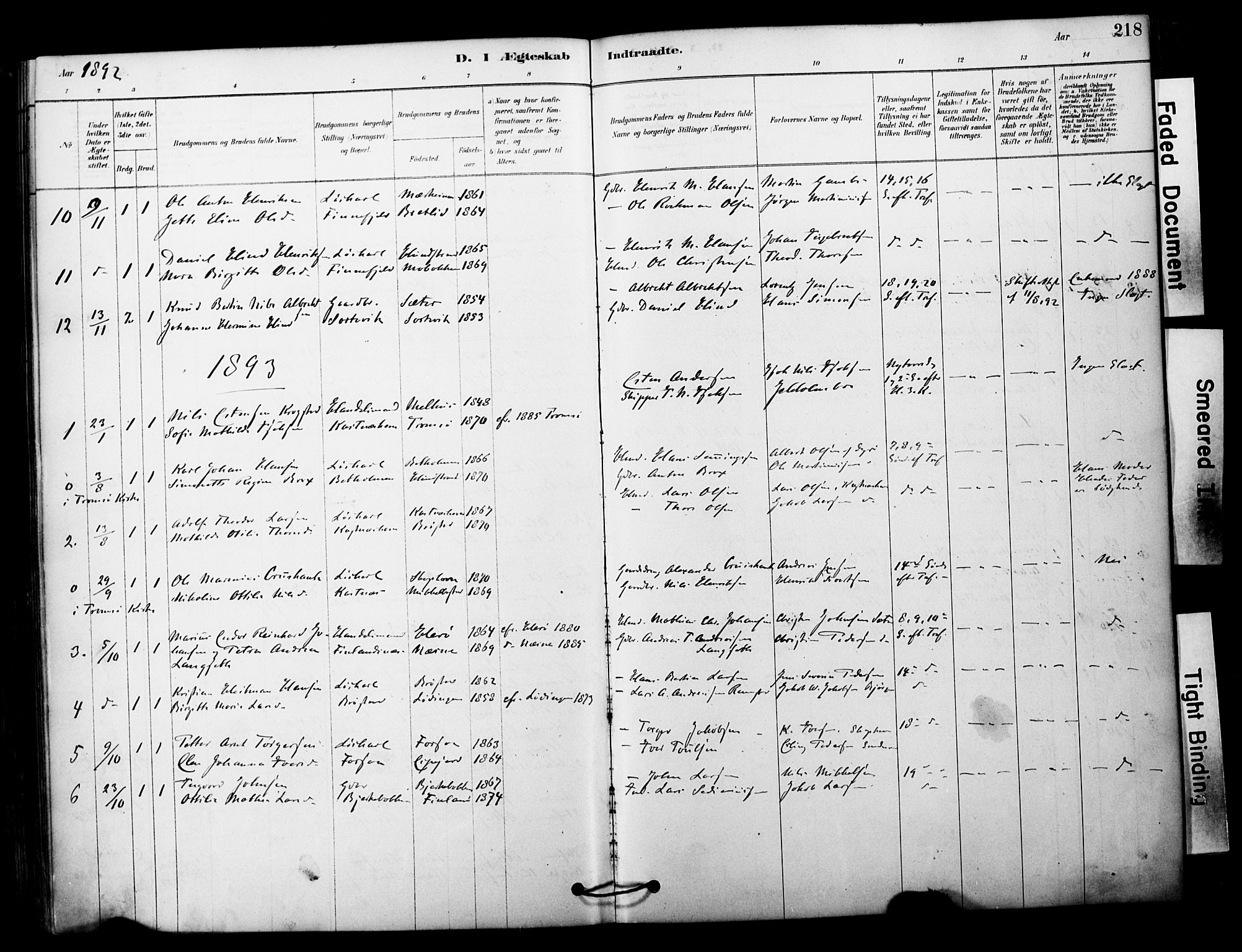 Tranøy sokneprestkontor, SATØ/S-1313/I/Ia/Iaa/L0011kirke: Parish register (official) no. 11, 1878-1904, p. 218