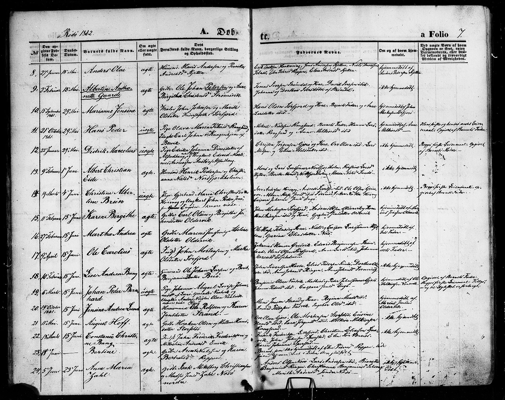 Ministerialprotokoller, klokkerbøker og fødselsregistre - Nordland, AV/SAT-A-1459/841/L0606: Parish register (official) no. 841A10, 1860-1877, p. 7