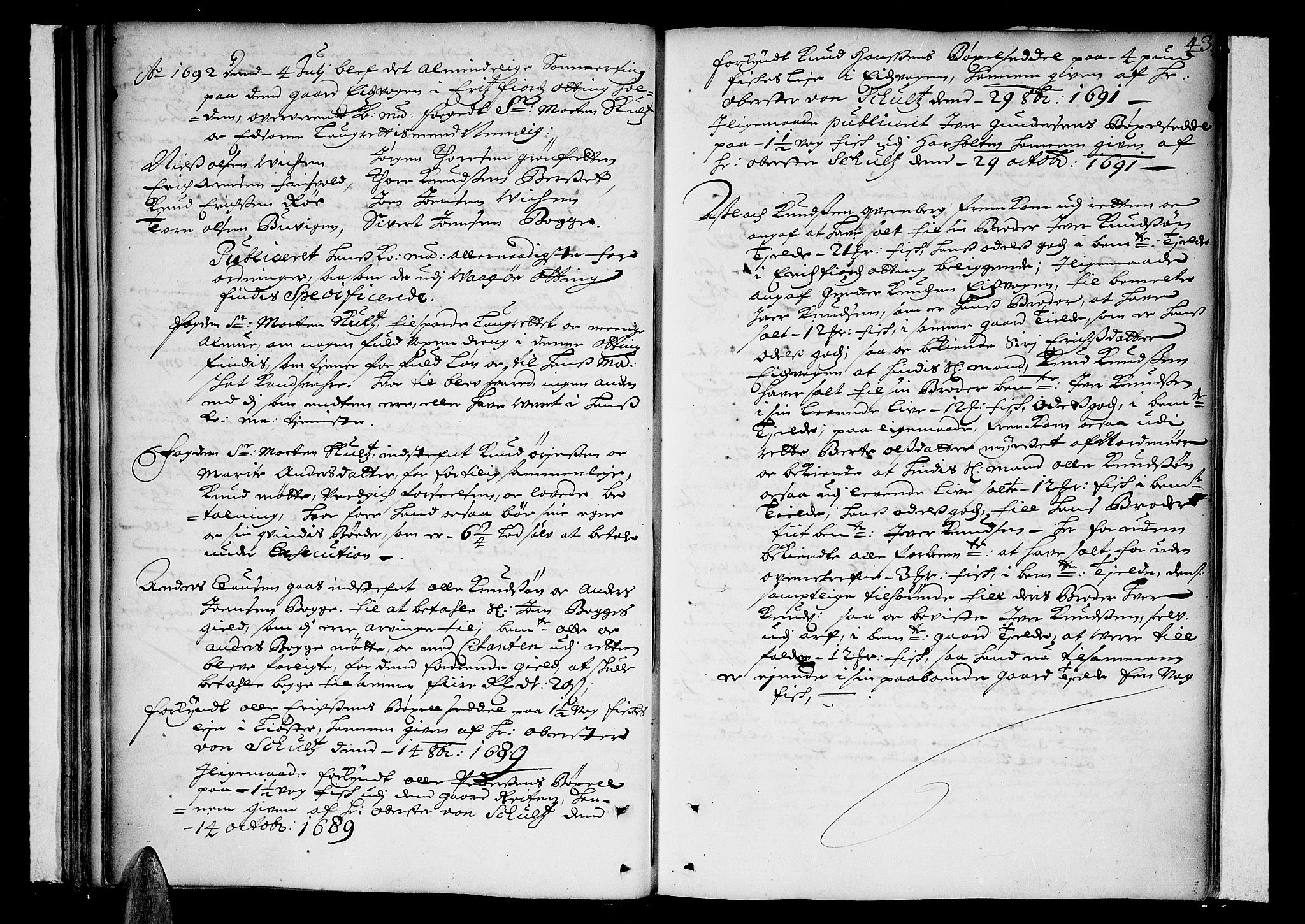 Romsdal sorenskriveri, SAT/A-4149/1/1/1A/L0002: Tingbok, 1690-1693, p. 42b-43a