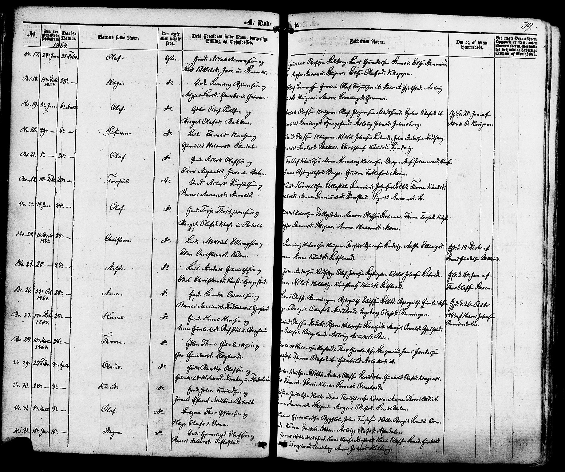 Kviteseid kirkebøker, SAKO/A-276/F/Fa/L0007: Parish register (official) no. I 7, 1859-1881, p. 39
