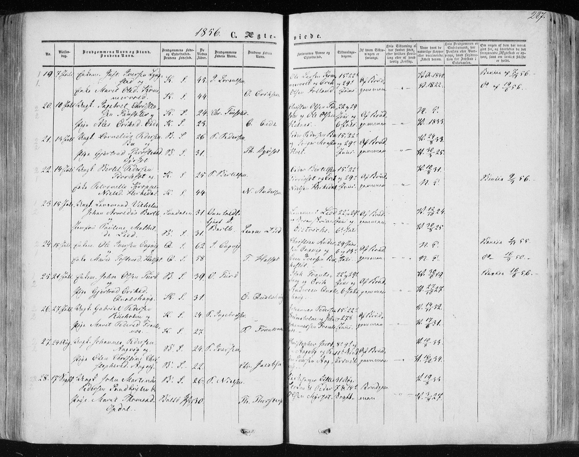 Ministerialprotokoller, klokkerbøker og fødselsregistre - Møre og Romsdal, AV/SAT-A-1454/568/L0804: Parish register (official) no. 568A11, 1854-1868, p. 287