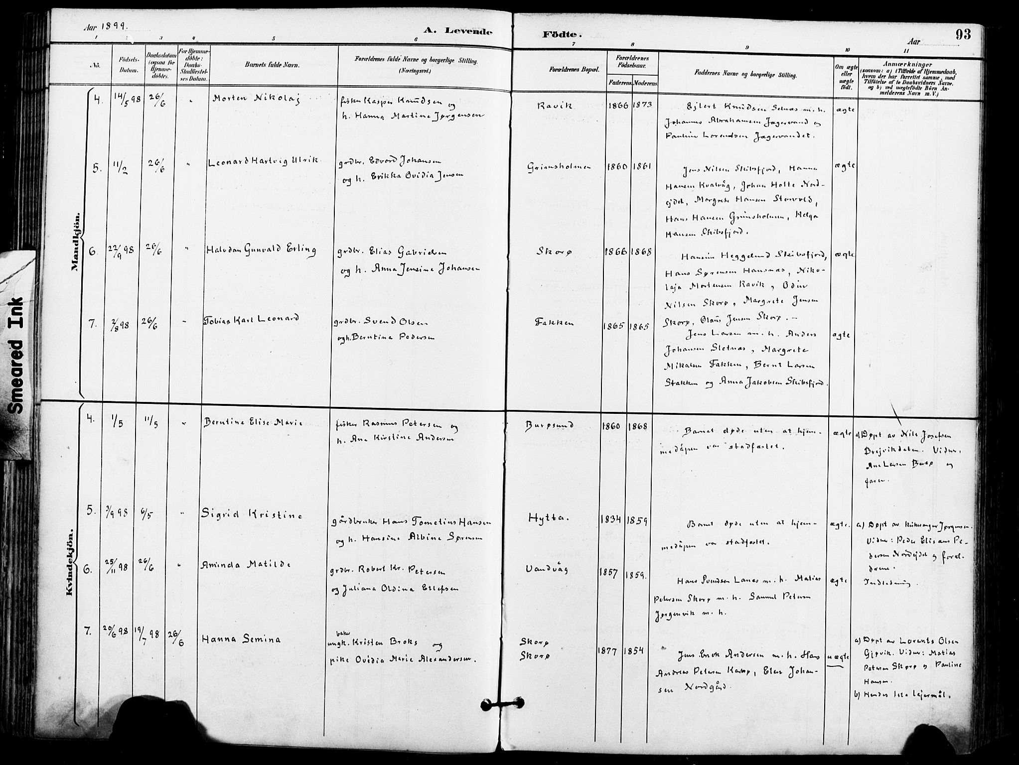 Karlsøy sokneprestembete, AV/SATØ-S-1299/H/Ha/Haa/L0007kirke: Parish register (official) no. 7, 1891-1902, p. 93