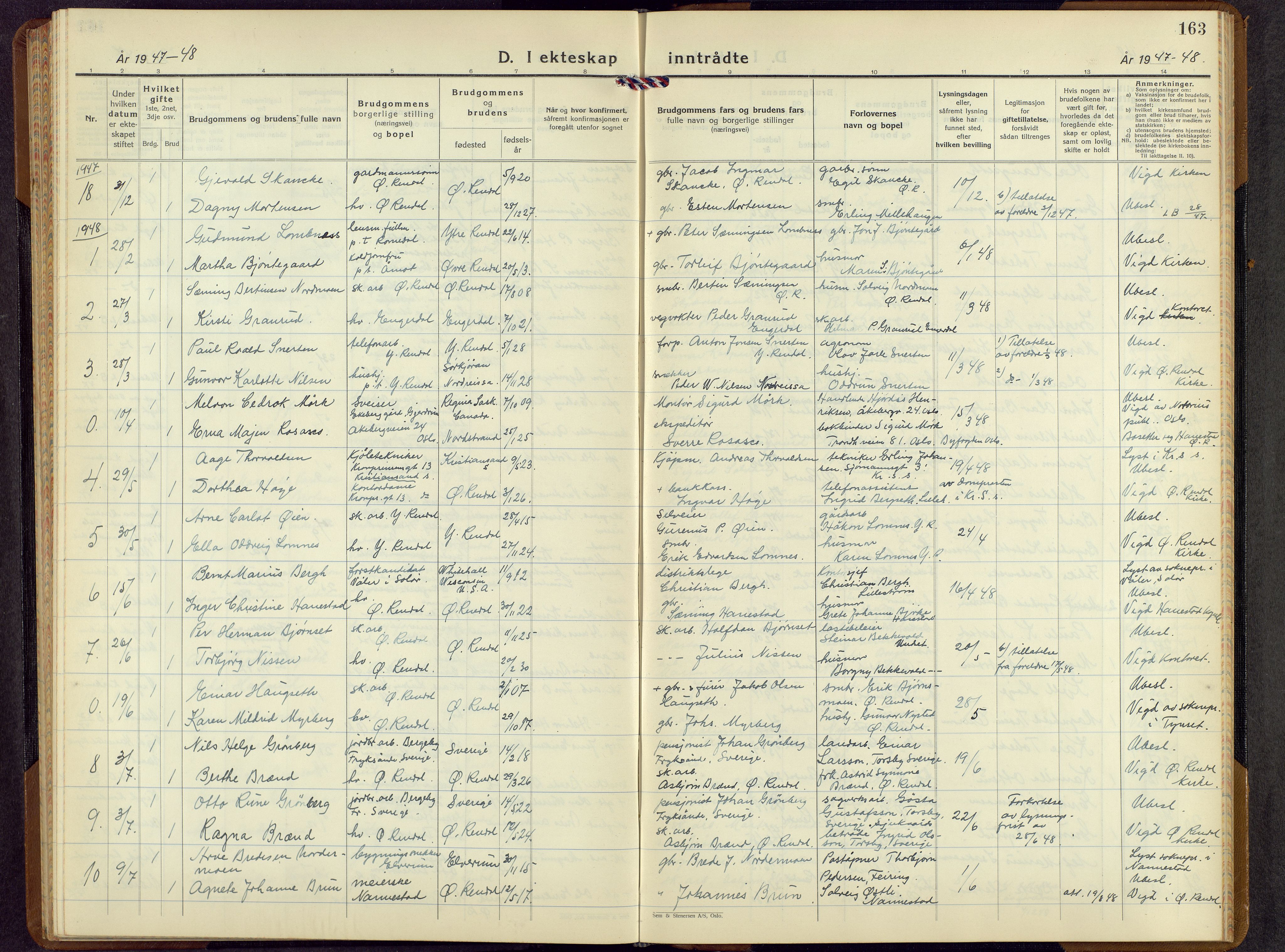 Rendalen prestekontor, AV/SAH-PREST-054/H/Ha/Hab/L0005: Parish register (copy) no. 5, 1931-1959, p. 163