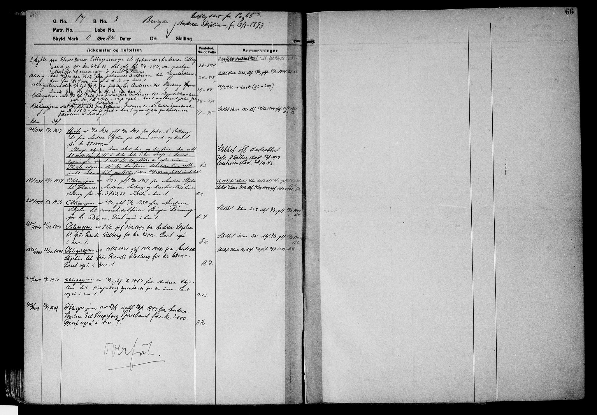 Tune sorenskriveri, AV/SAO-A-10470/G/Ga/Gab/Gabf/L0001: Mortgage register no. VI 1, 1782-1953, p. 66