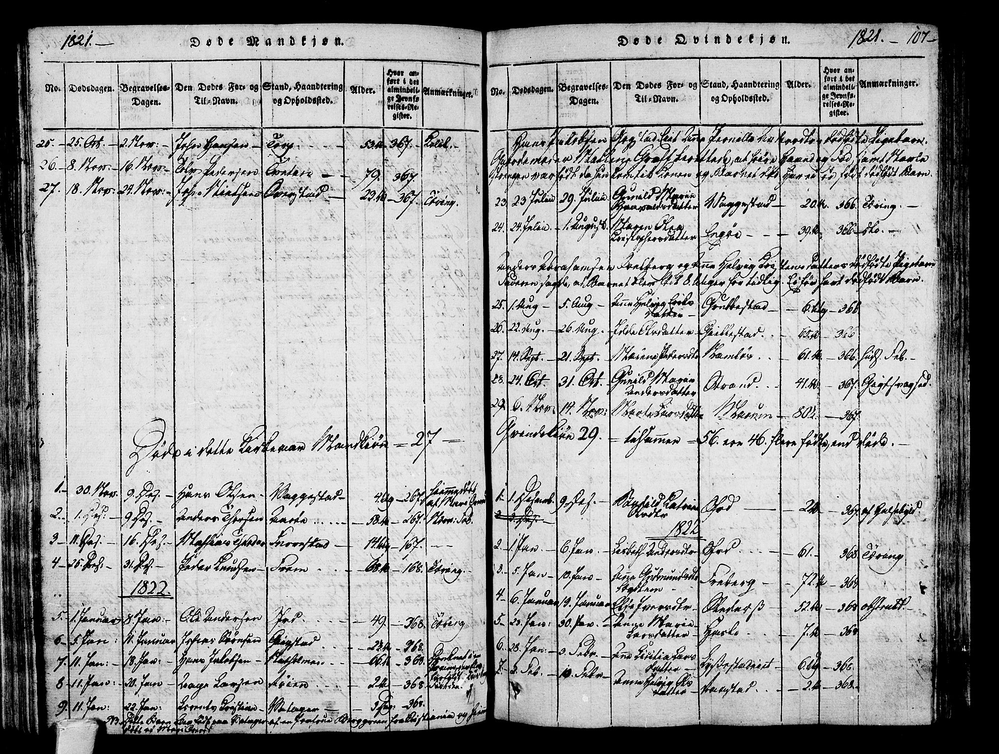 Sandar kirkebøker, SAKO/A-243/F/Fa/L0004: Parish register (official) no. 4, 1814-1832, p. 107