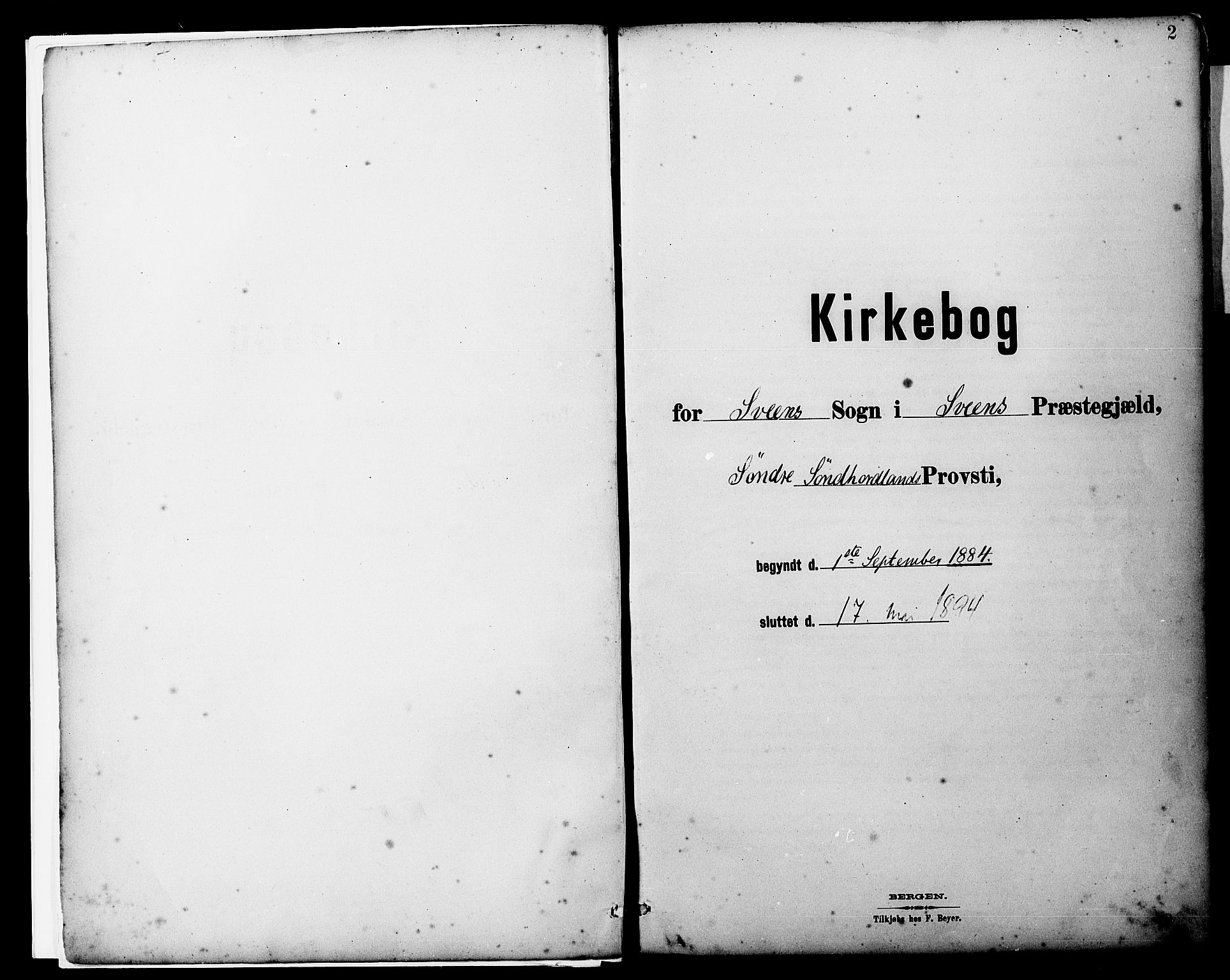 Sveio Sokneprestembete, SAB/A-78501/H/Haa: Parish register (official) no. B 2, 1883-1894, p. 2