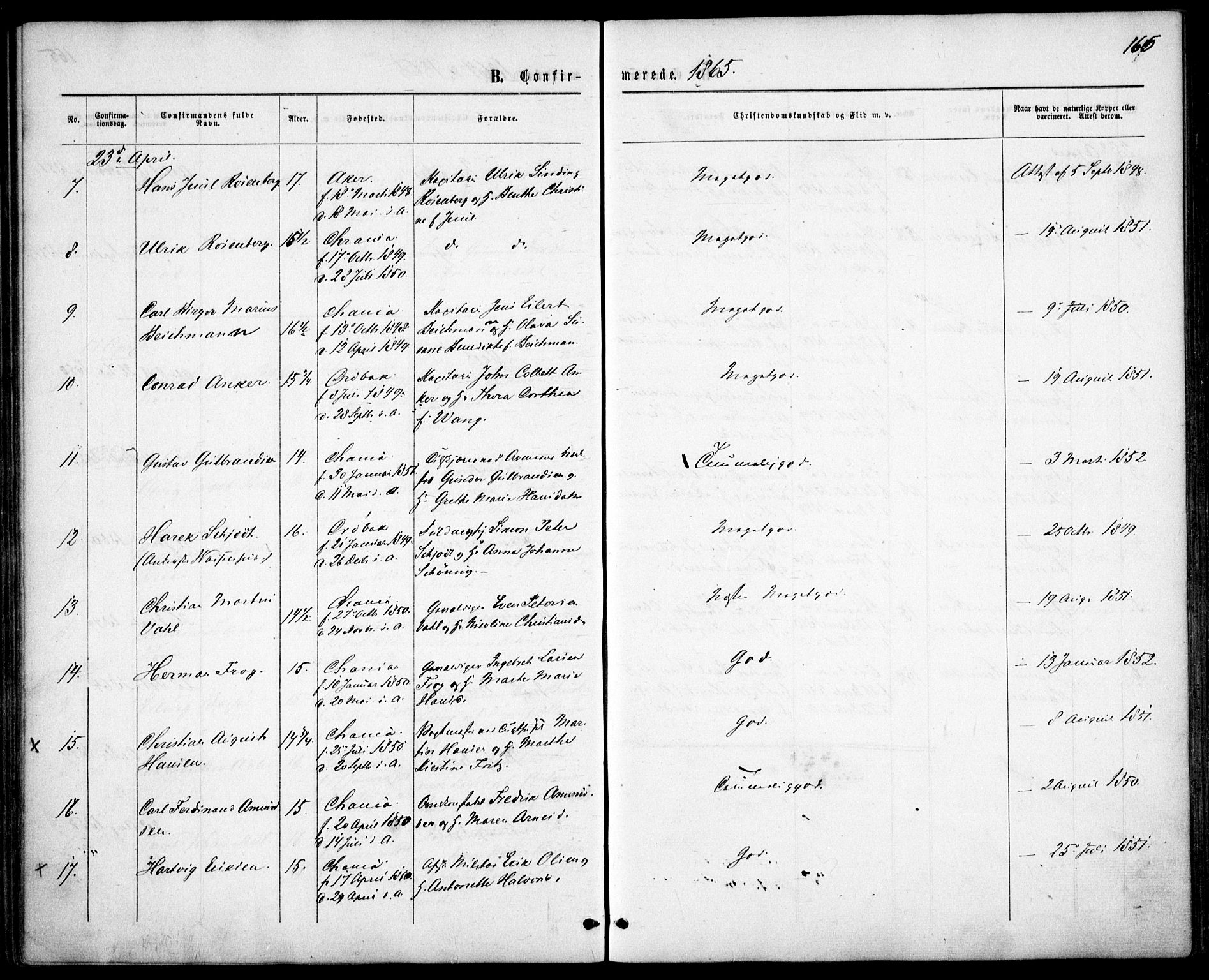 Garnisonsmenigheten Kirkebøker, AV/SAO-A-10846/F/Fa/L0010: Parish register (official) no. 10, 1859-1869, p. 166