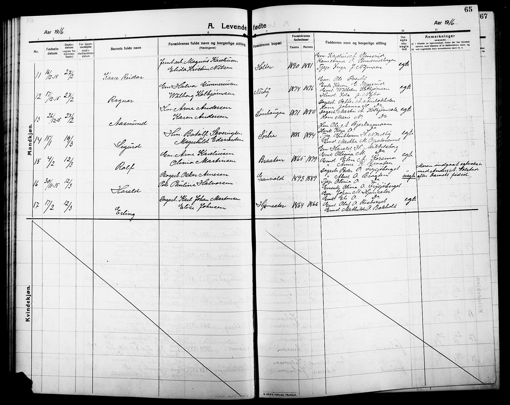 Grue prestekontor, AV/SAH-PREST-036/H/Ha/Hab/L0007: Parish register (copy) no. 7, 1910-1920, p. 65