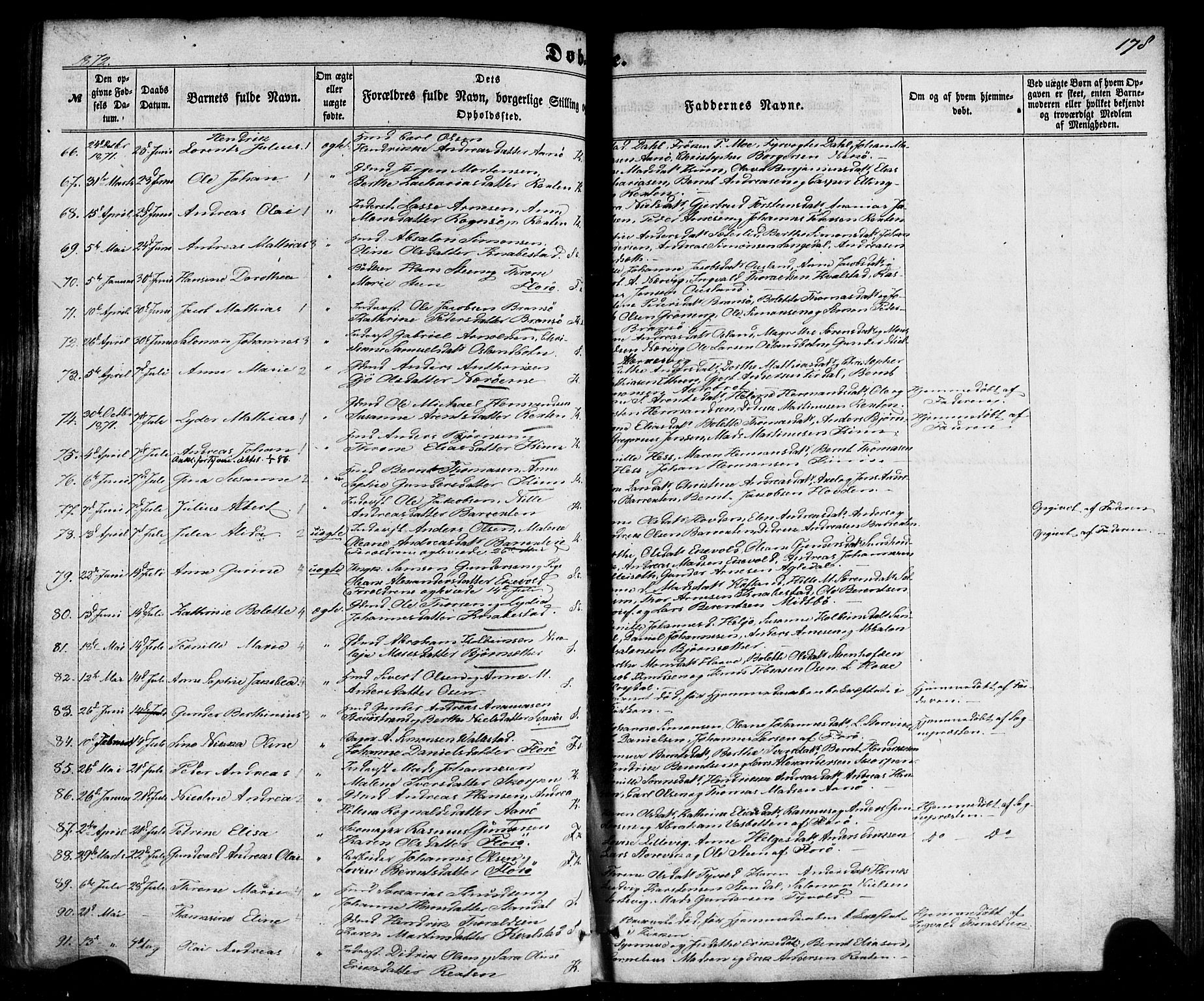 Kinn sokneprestembete, AV/SAB-A-80801/H/Haa/Haaa/L0006: Parish register (official) no. A 6, 1857-1885, p. 178